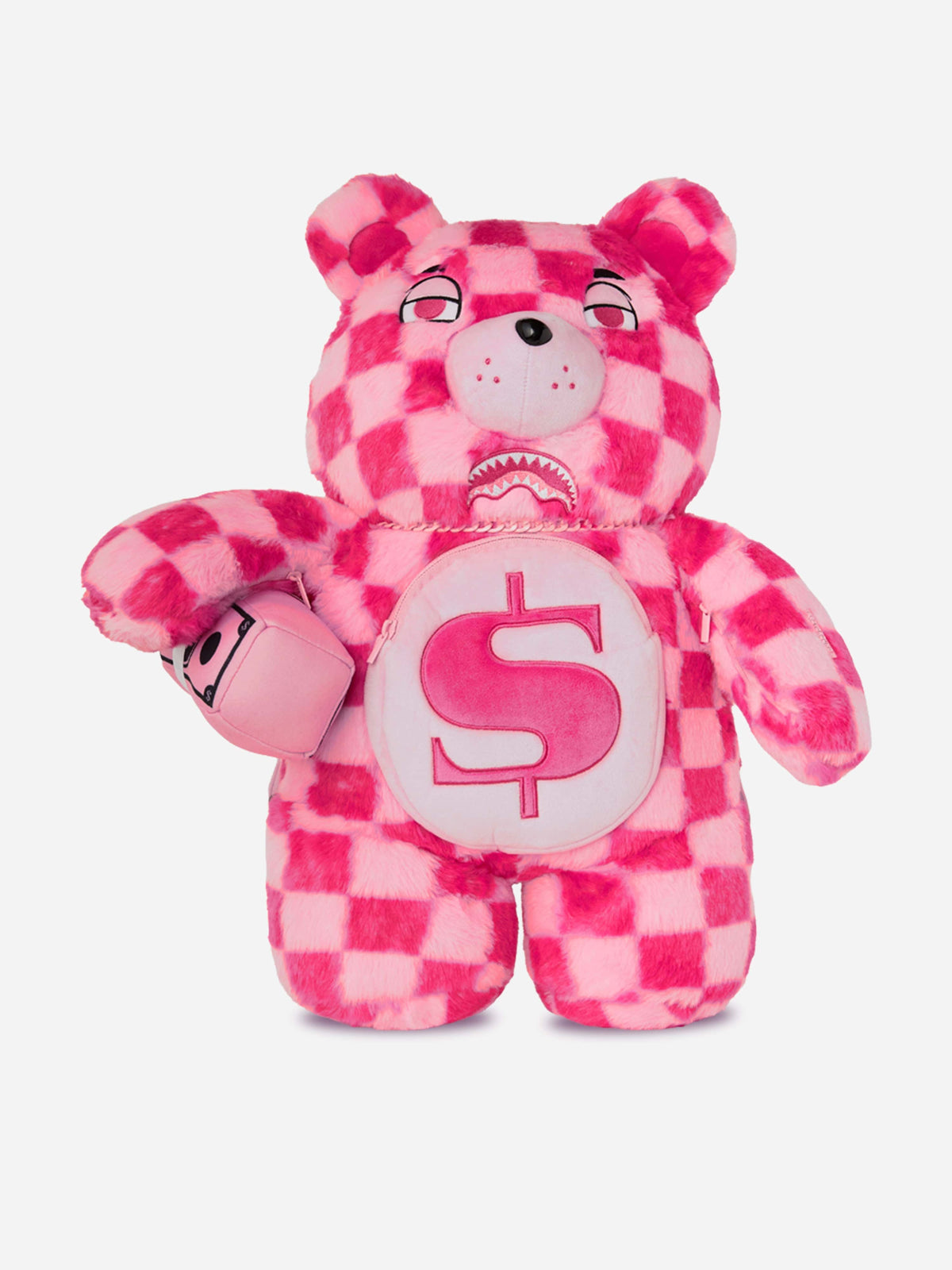 Sprayground Girls Fur Check Money Bear Backpack in Pink (63cm 