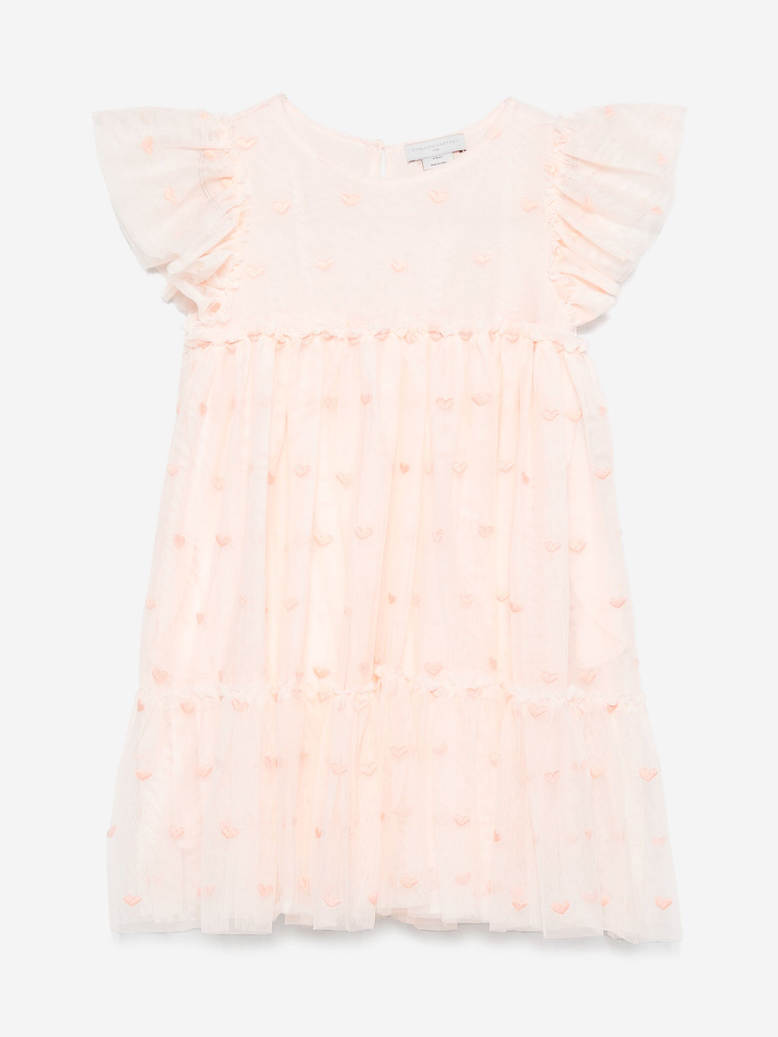 Stella McCartney Girls Embroidered Dress in Pink | Childsplay Clothing Stella McCartney Girls Embroidered Dress in Pink | Childsplay Clothing