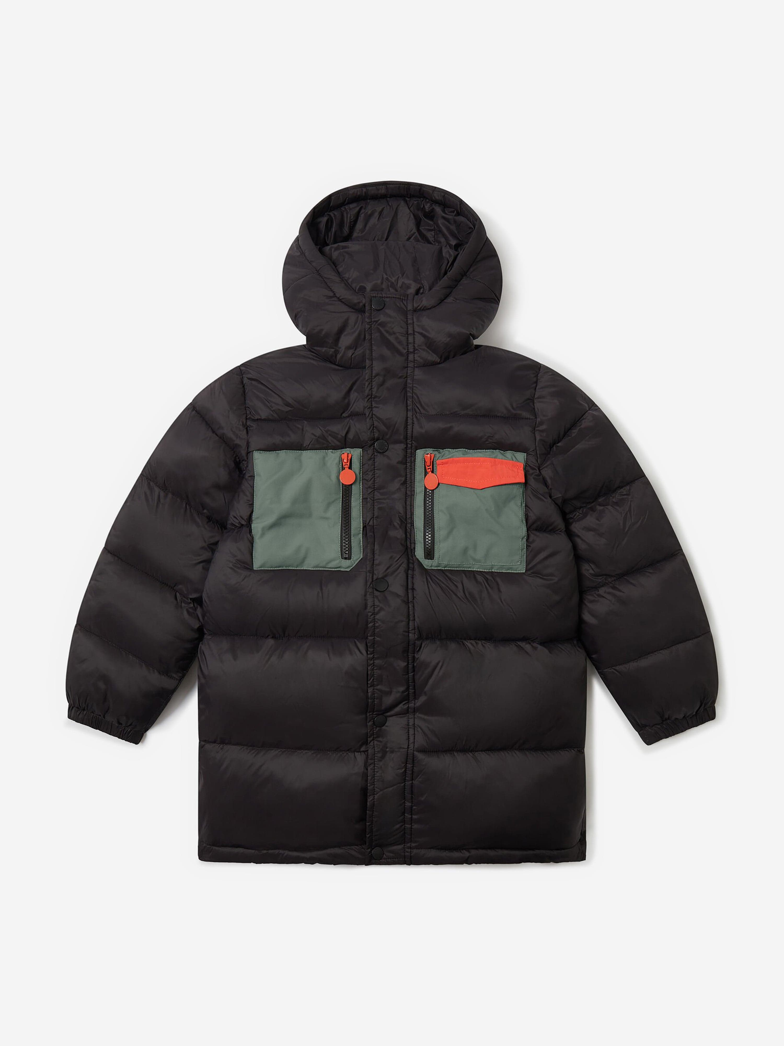 Stella McCartney Boys Contrast Pocket Puffer Jacket in Black