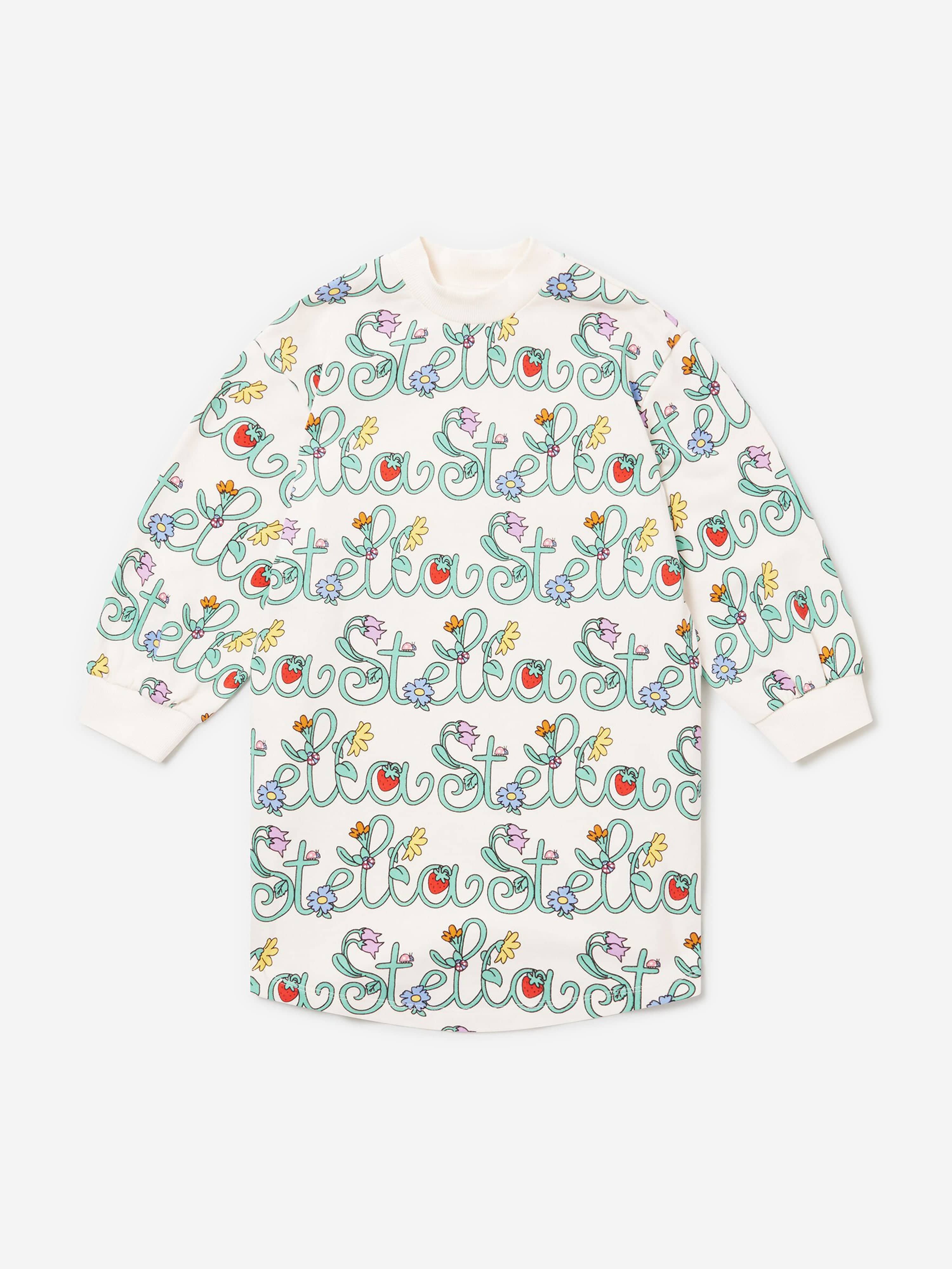 flower sweater dress Stella McCartney Girls Flower Logo Sweater Dress in Ivory