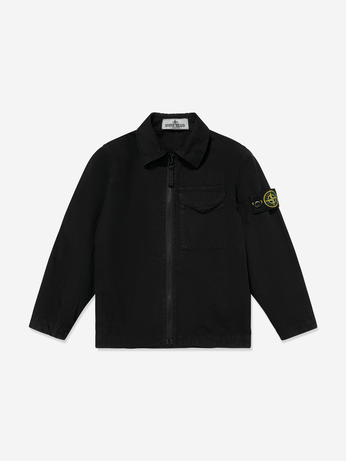 Stone Island Boys Zip Up Pocket Overshirt in Black | Childsplay 