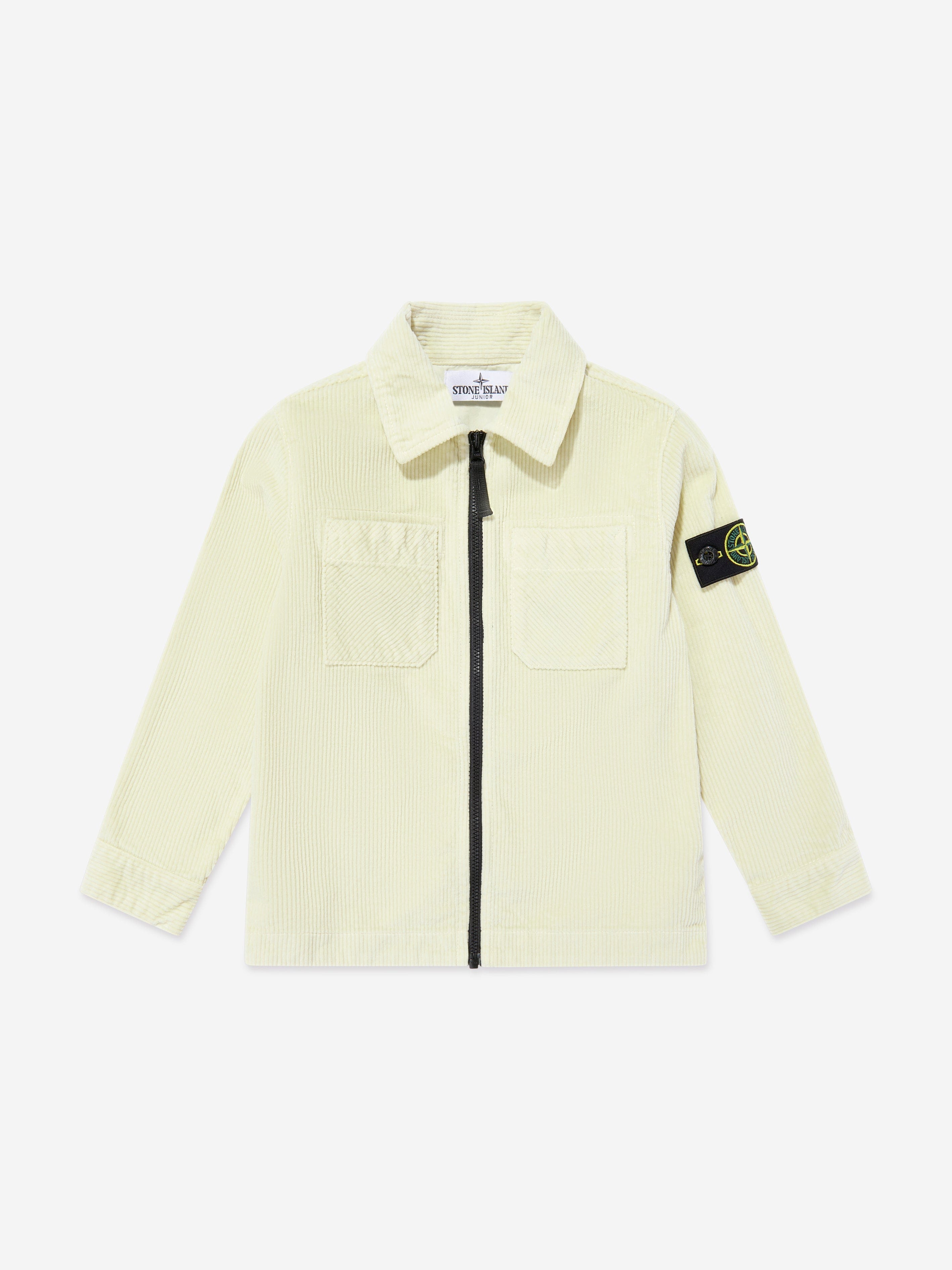 Stone Island Junior Stone Island Boys Zip Up Overshirt in Ivory