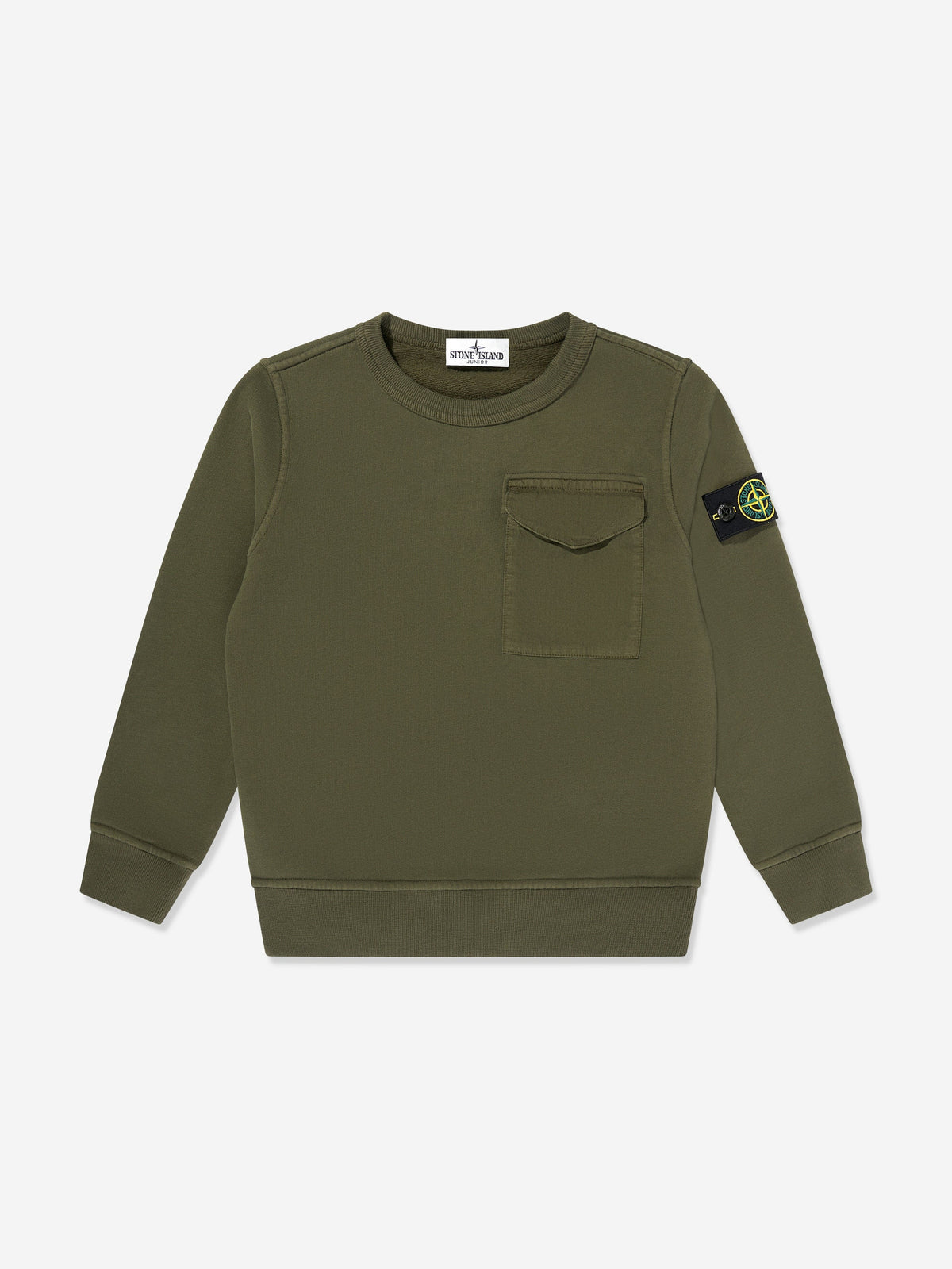 Stone Island Boys Pocket Sweatshirt in Green | Childsplay Clothing