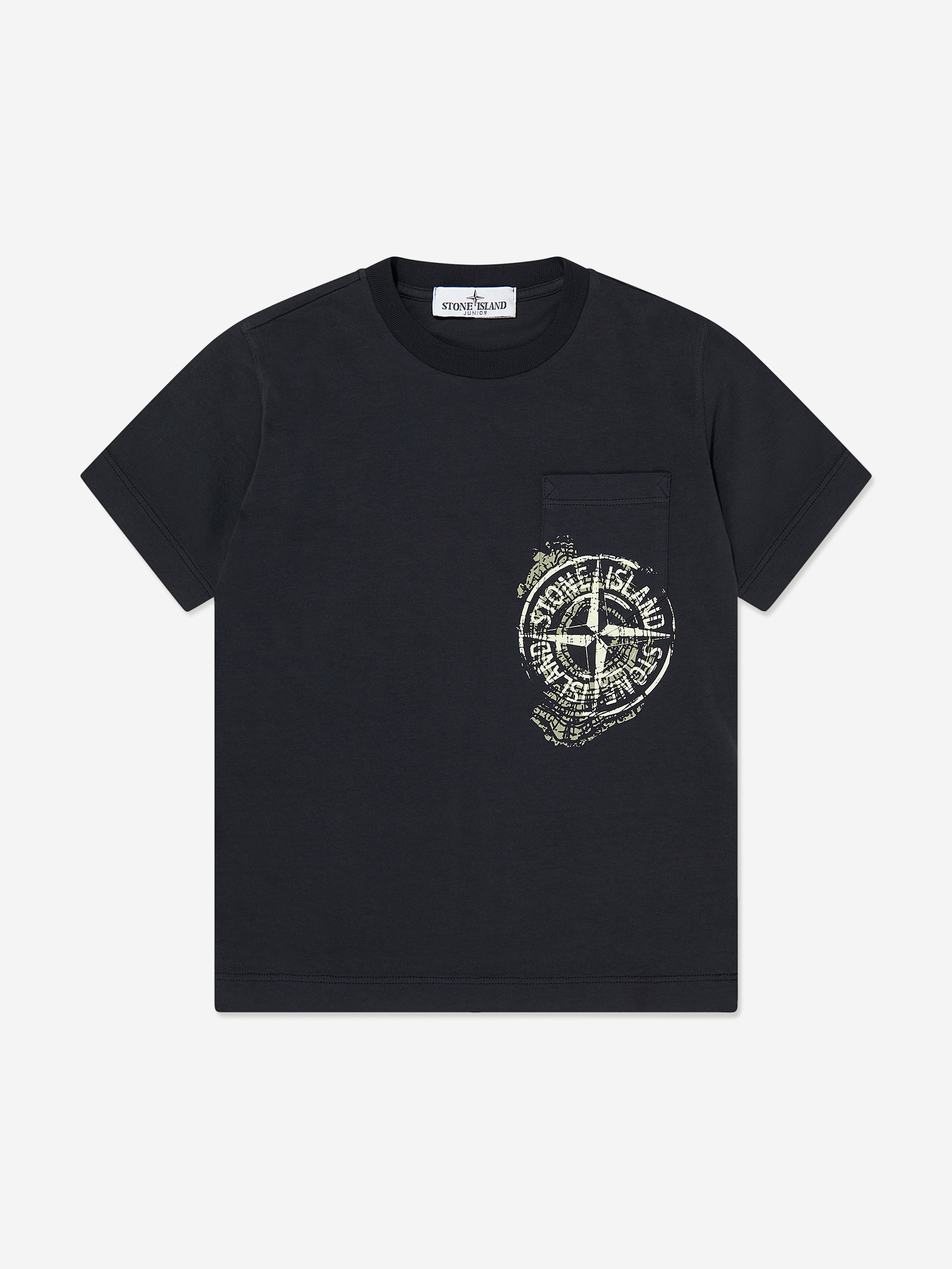 Stone Island Junior Stone Island Boys Logo Pocket T-Shirt in Navy