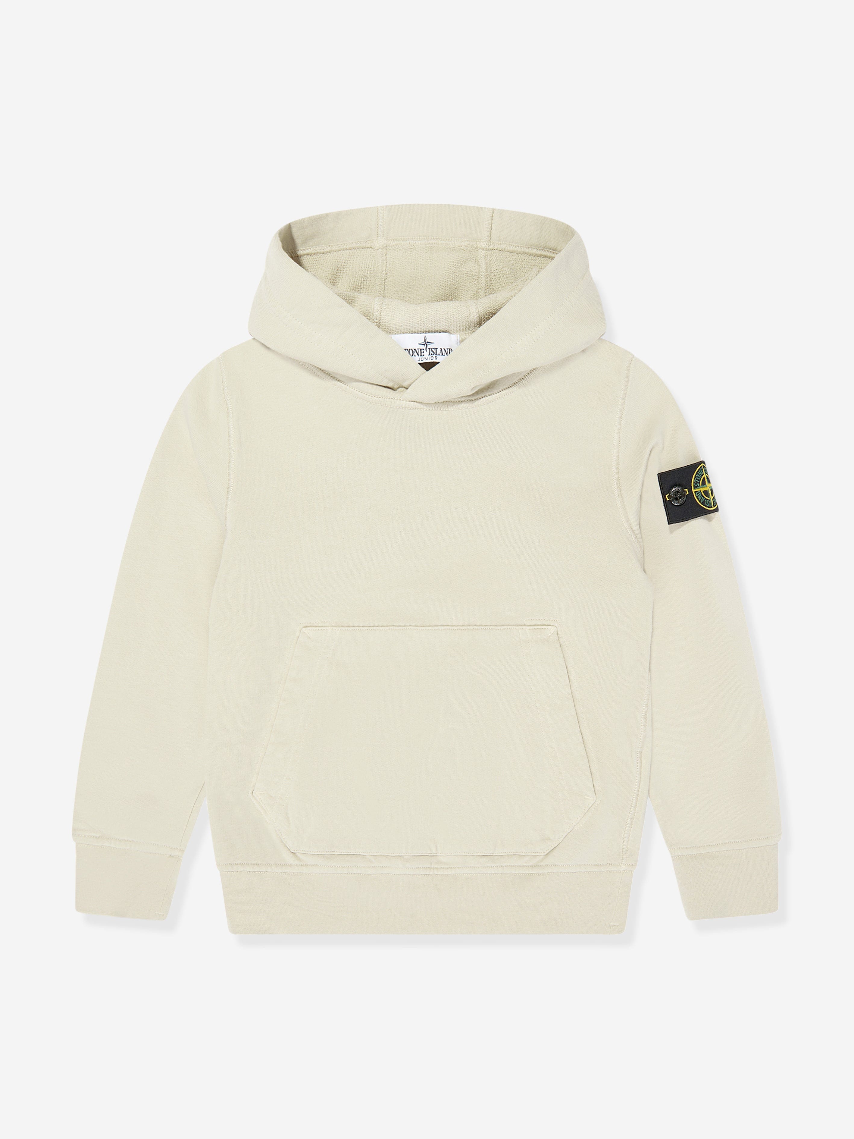 Stone Island Boys Logo Hoodie in Beige