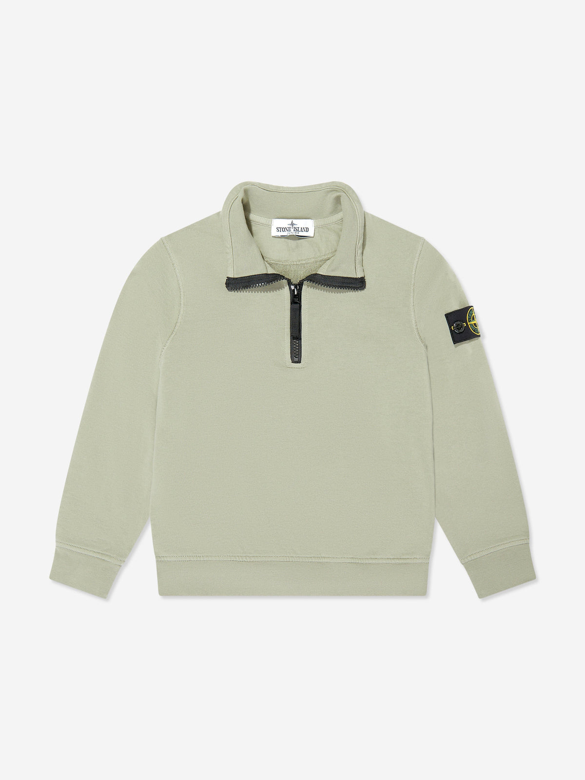 Stone Island Boys Half Zip Sweatshirt in Green | Childsplay Clothing