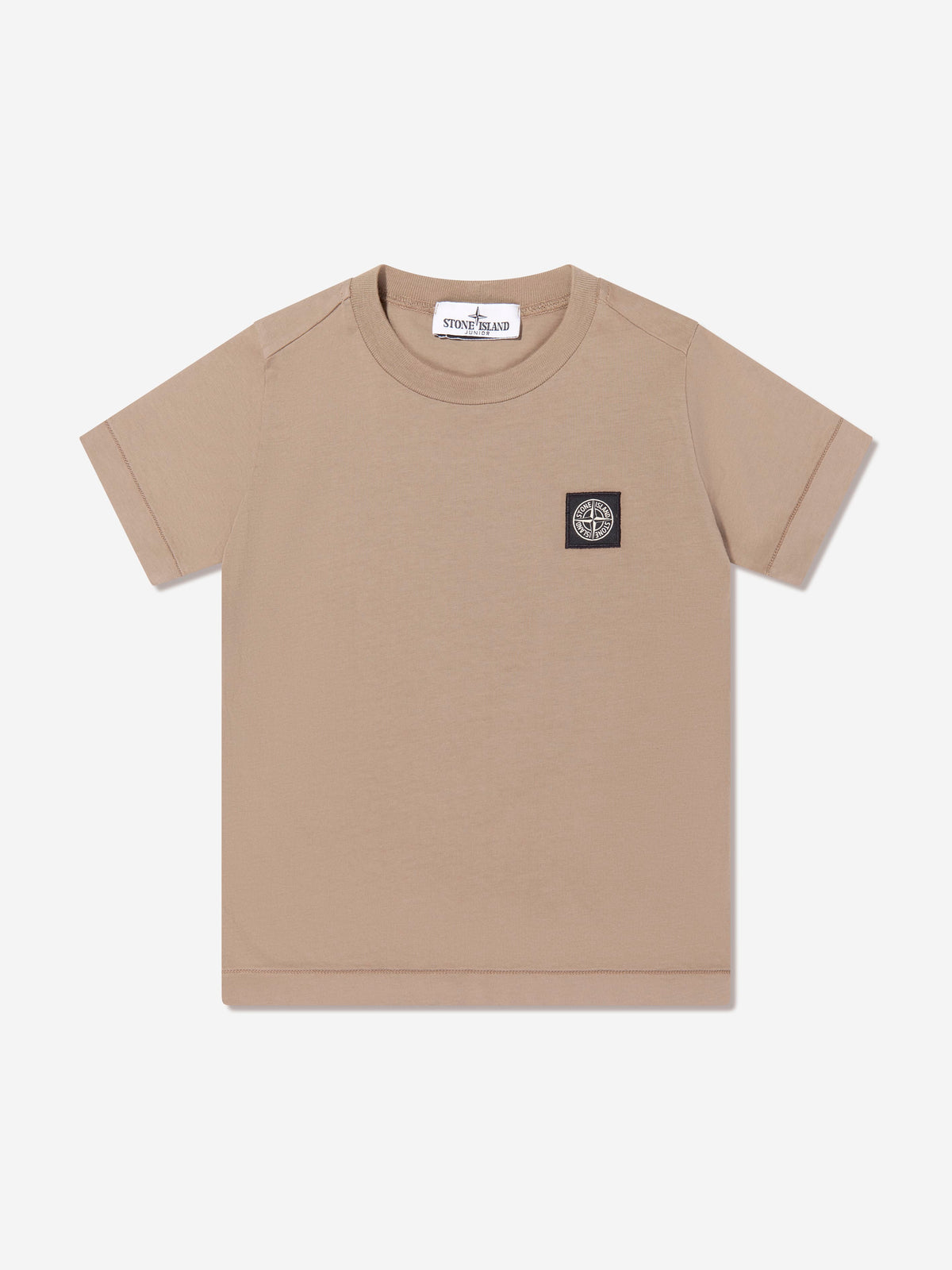 Stone Island Boys Compass Logo Patch T-Shirt in Beige | Childsplay 