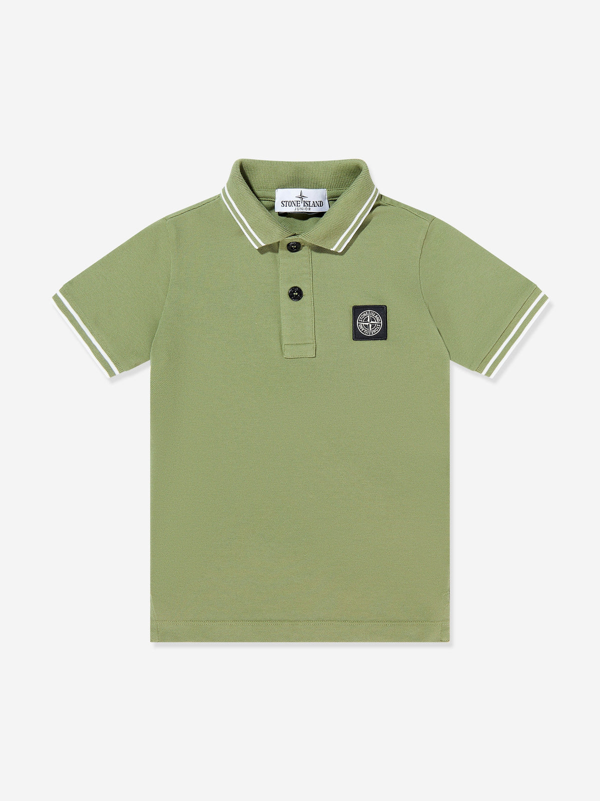 Stone Island Boys Compass Patch Polo Shirt in Green | Childsplay 