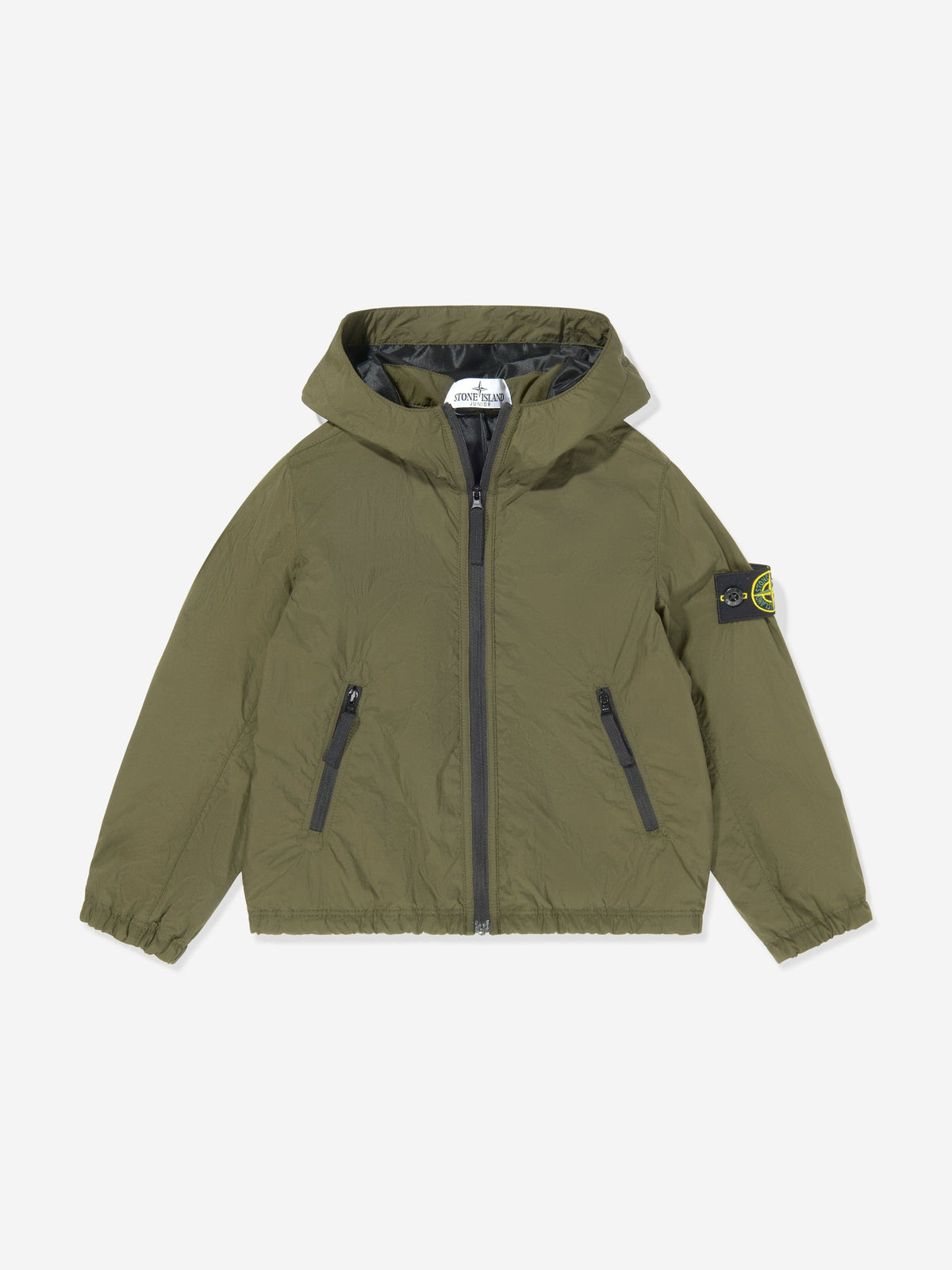 Stone Island Boys Wind and Water Resistant Jacket in Green 