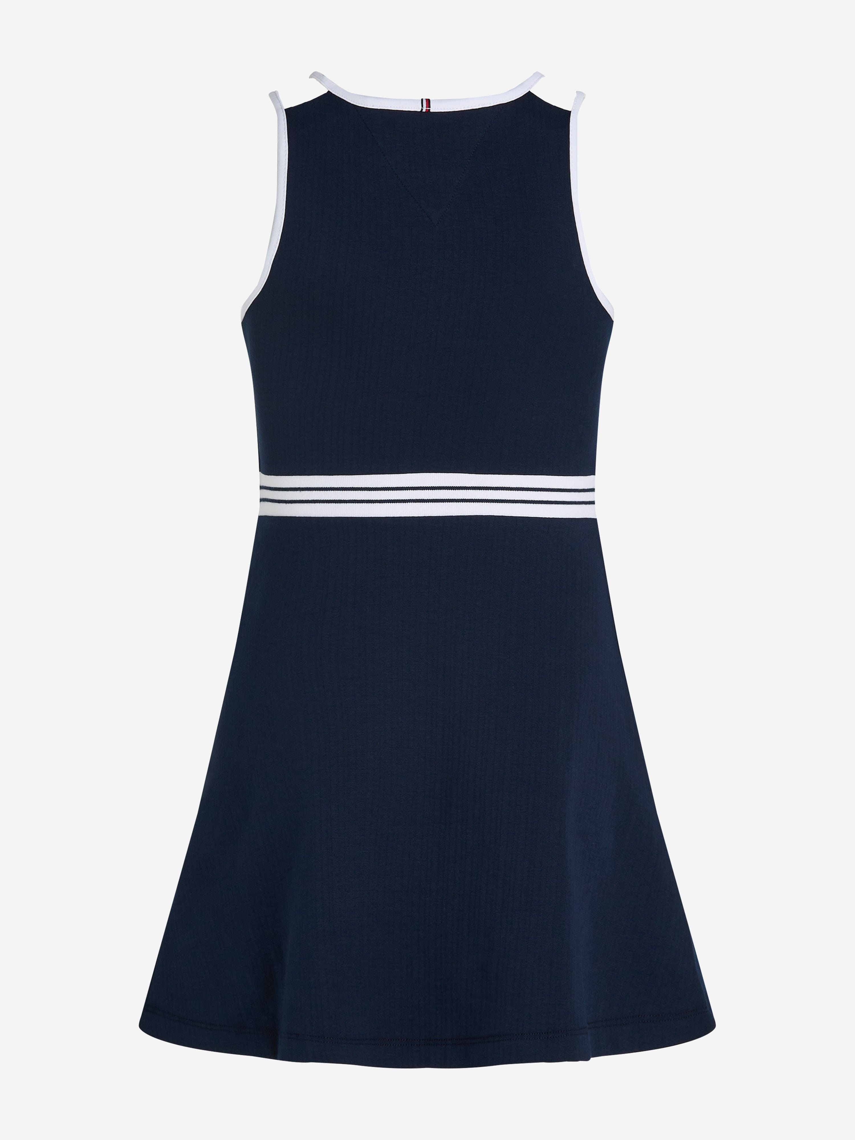 navy and white skater dress Navy Long Sleeve Tie Waist Skater Mini Dress
