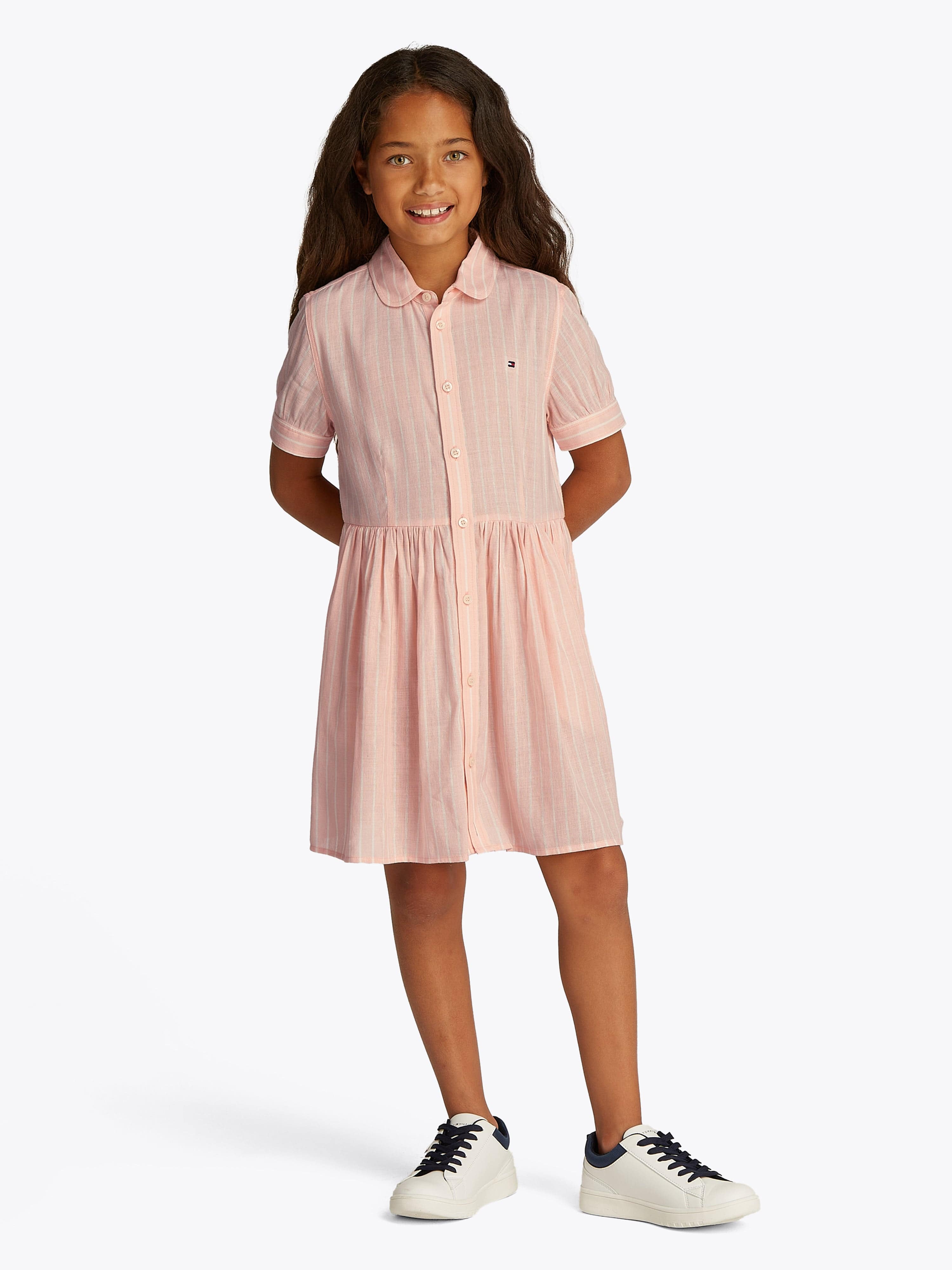 strapless open back dress Tommy Hilfiger Girls Striped Shirt Dress in Pink