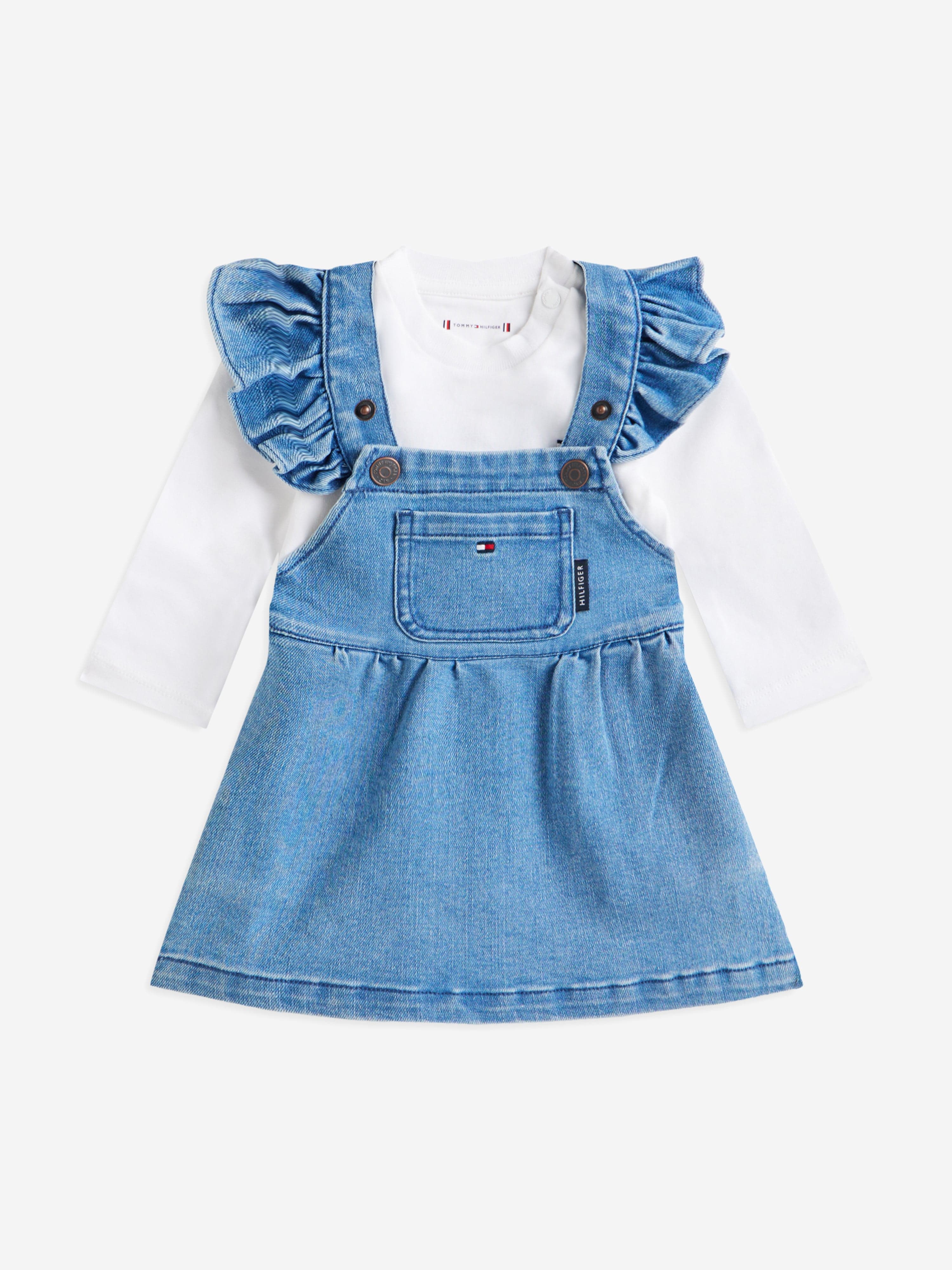 tommy hilfiger denim dress Tommy Hilfiger Baby Girls Denim Dungree Dress Set in Blue