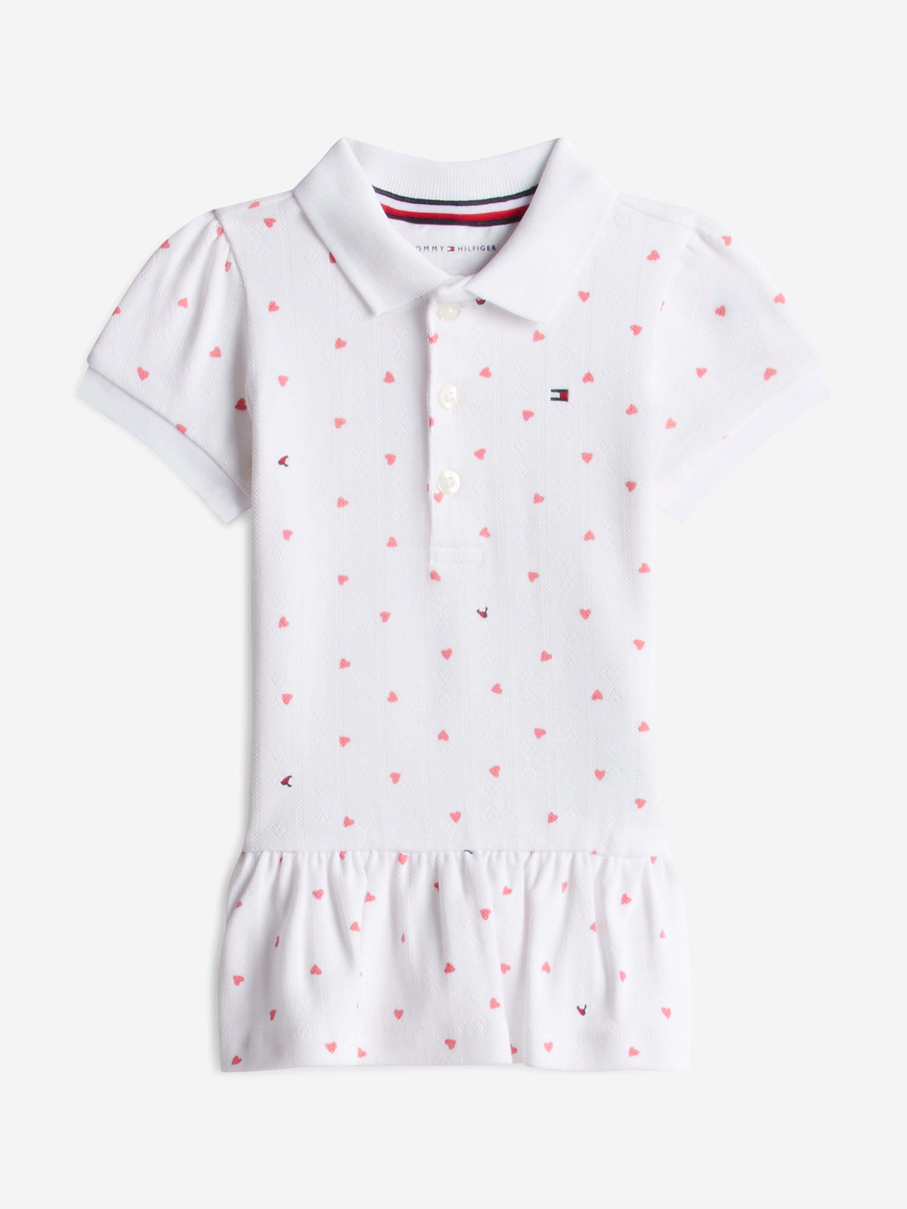 Tommy Hilfiger Baby Girls Pointelle Hearts Polo Dress in White