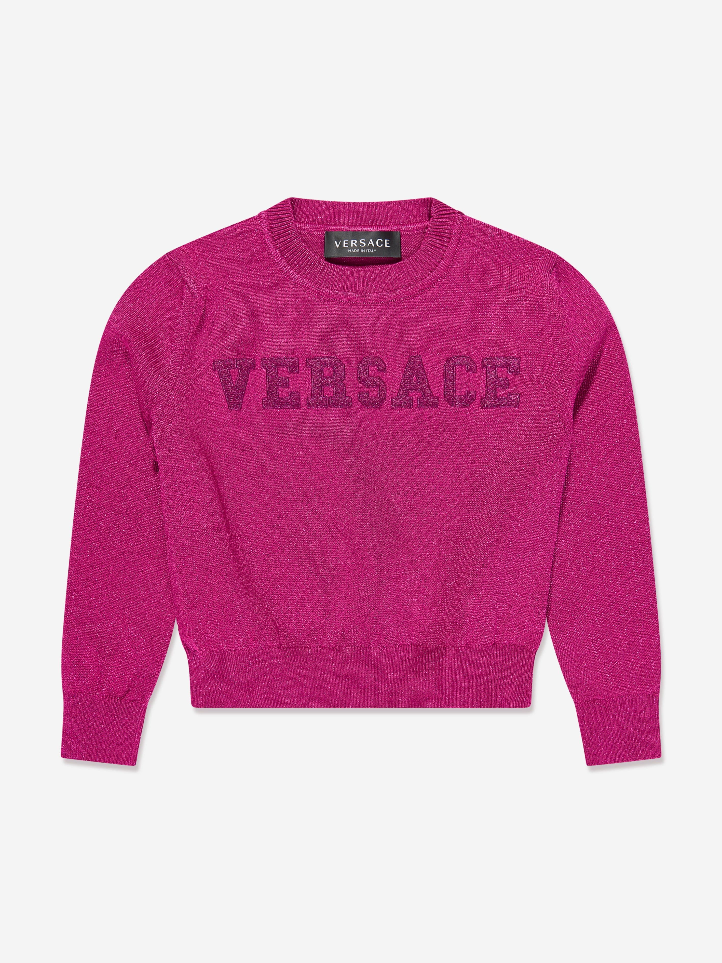 Versace Girls Logo Knitted Sweater in Pink | Childsplay Clothing