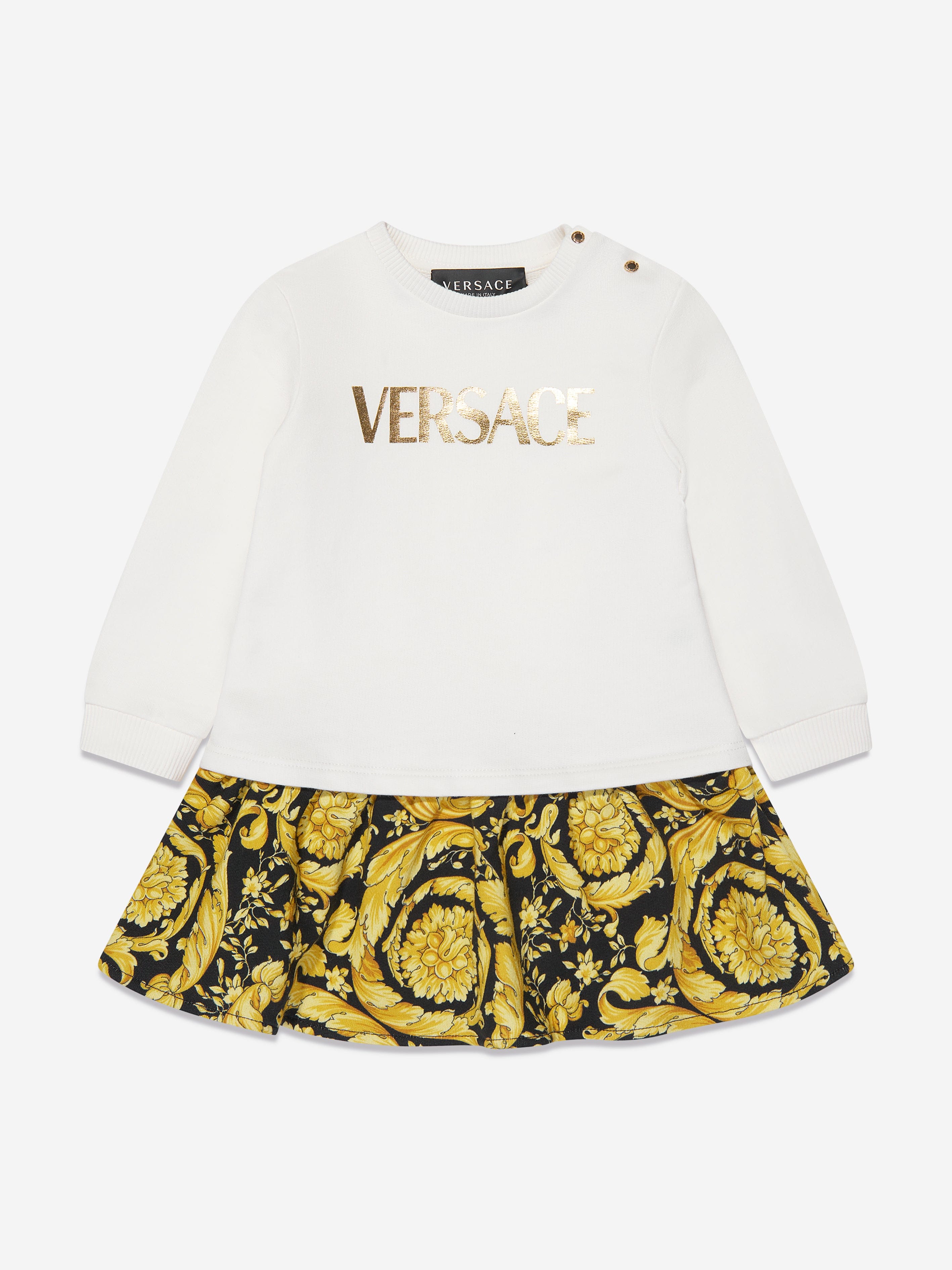 Versace Baby Girls Barocco Dress in White | Childsplay Clothing