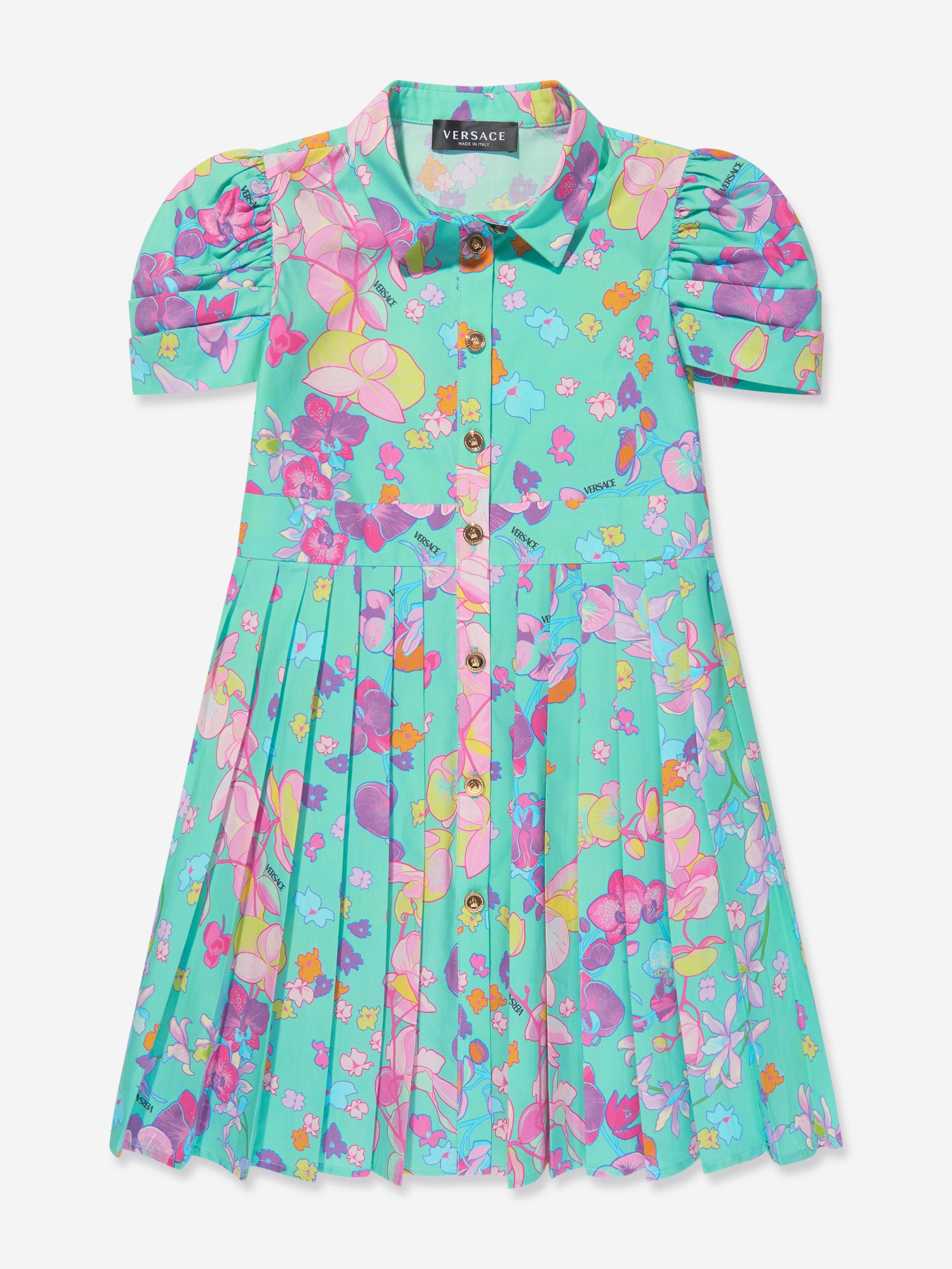 Versace Girls Orchid Print Shirt Dress in Mint | Childsplay Clothing