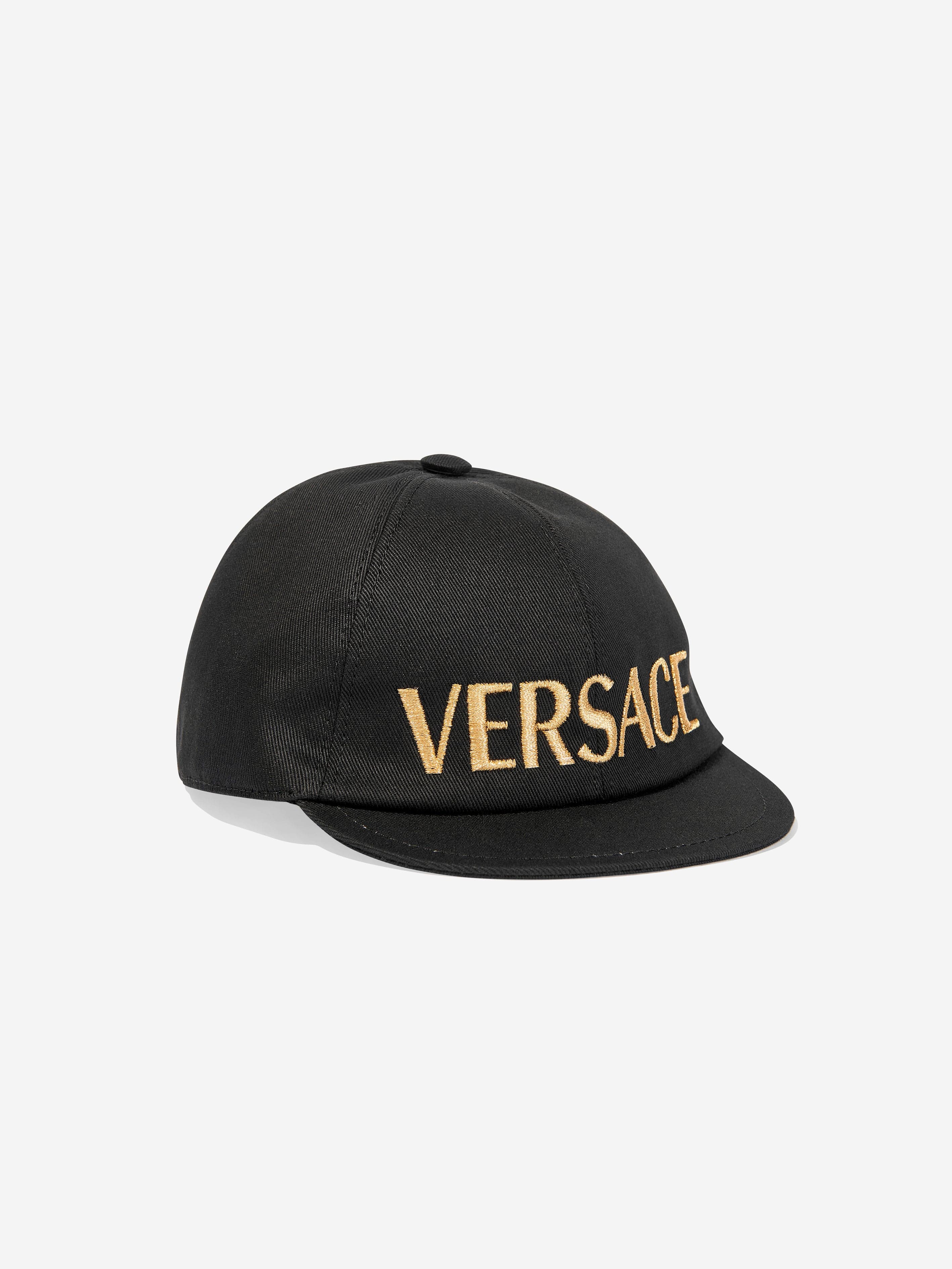 VERSACE ブラックキャップ ゴールドロゴ Versace ブラックキャップ ゴールドバックル 【公式通販】