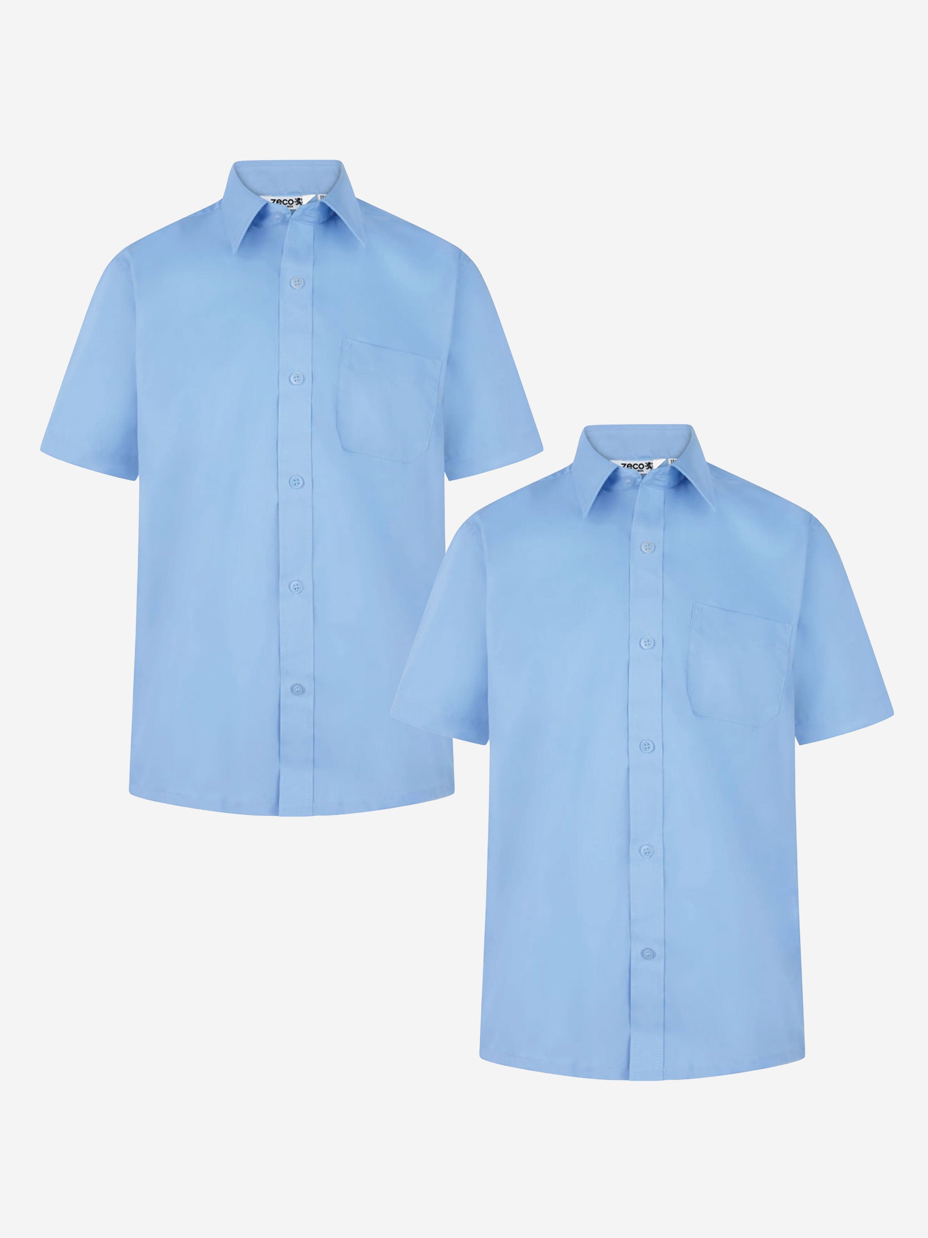 Zeco Schoolwear Zeco Boys School Short Sleeve Shirt Twin Pack in Blue 11