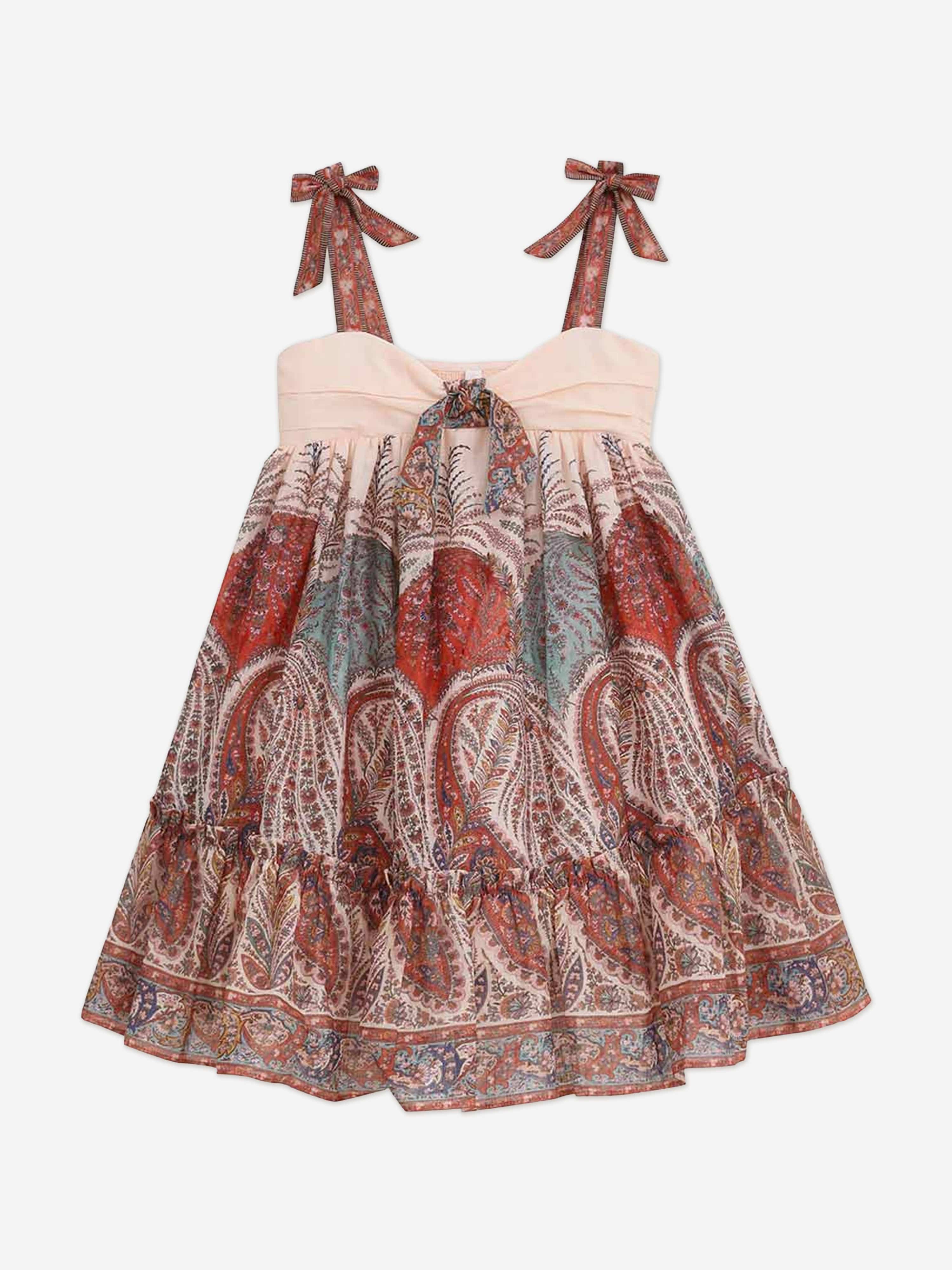 Zimmermann Girls Rhiannon Tie Front Dress in Red 10 Yrs