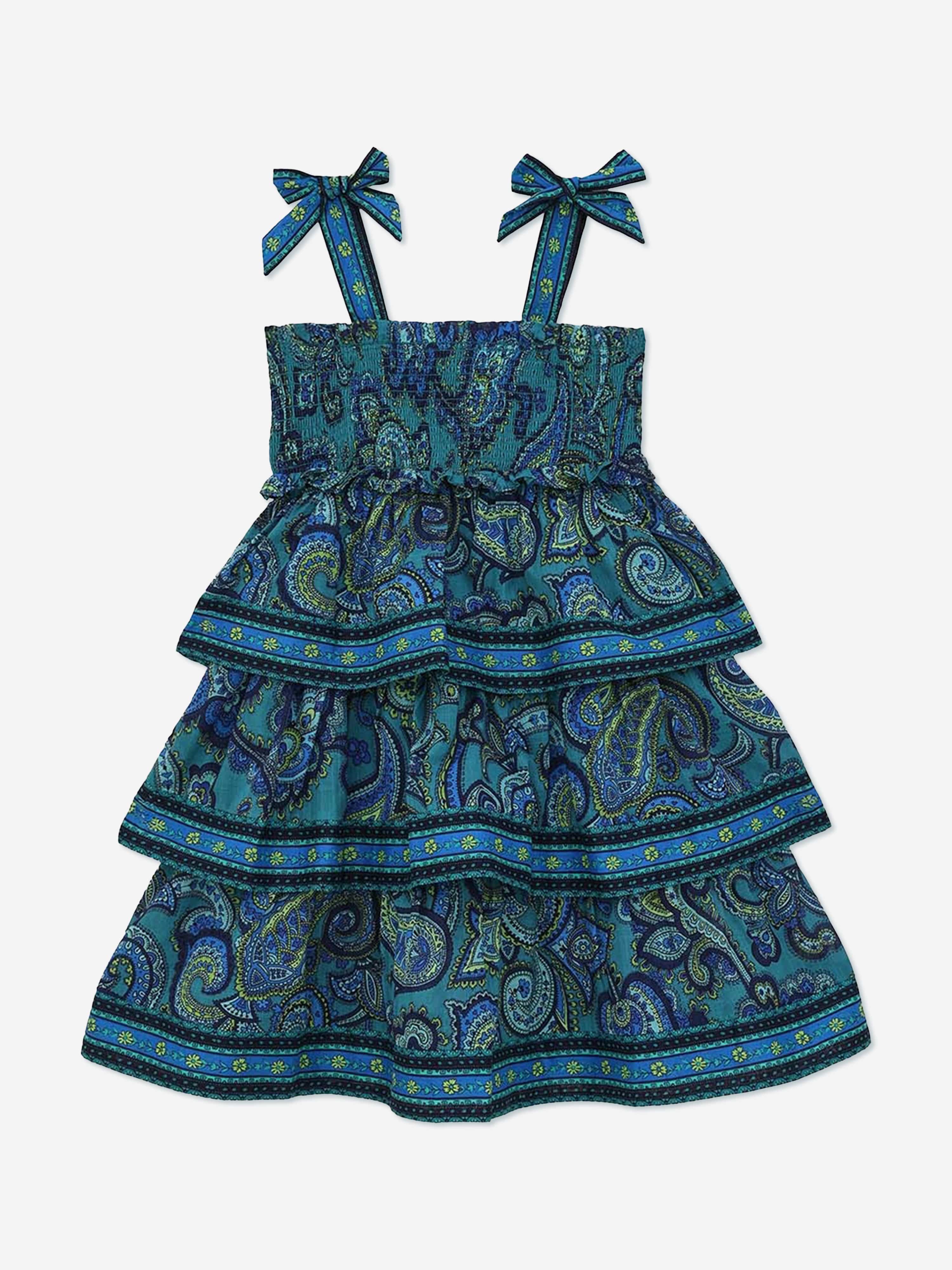 blue zimmermann dress Zimmermann Girls Patience Paisley Tiered Dress in Blue 4 Yrs