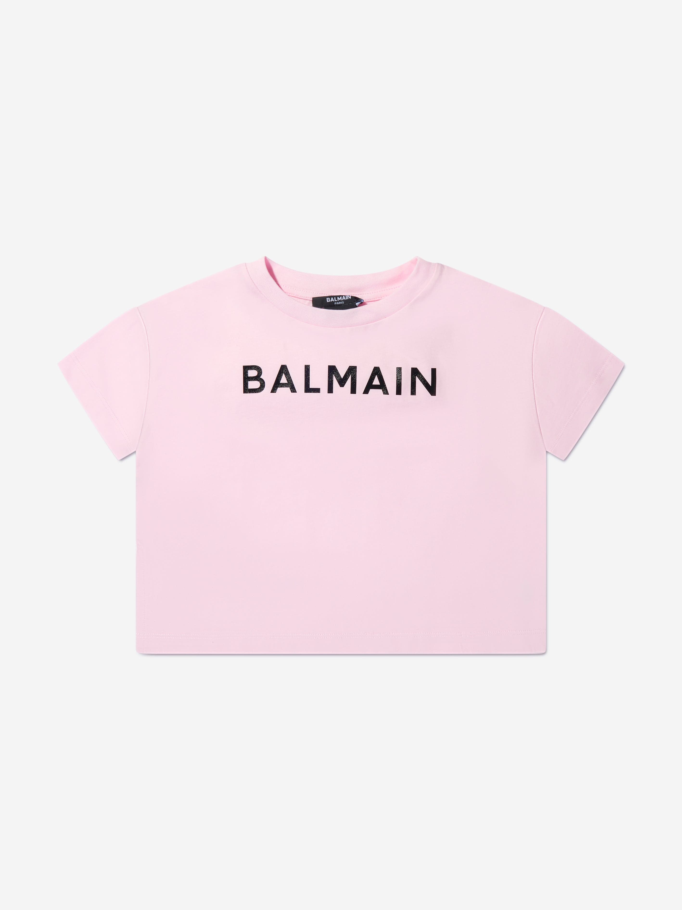 Kids Balmain Black Pink Logo T-Shirt  - Age 8