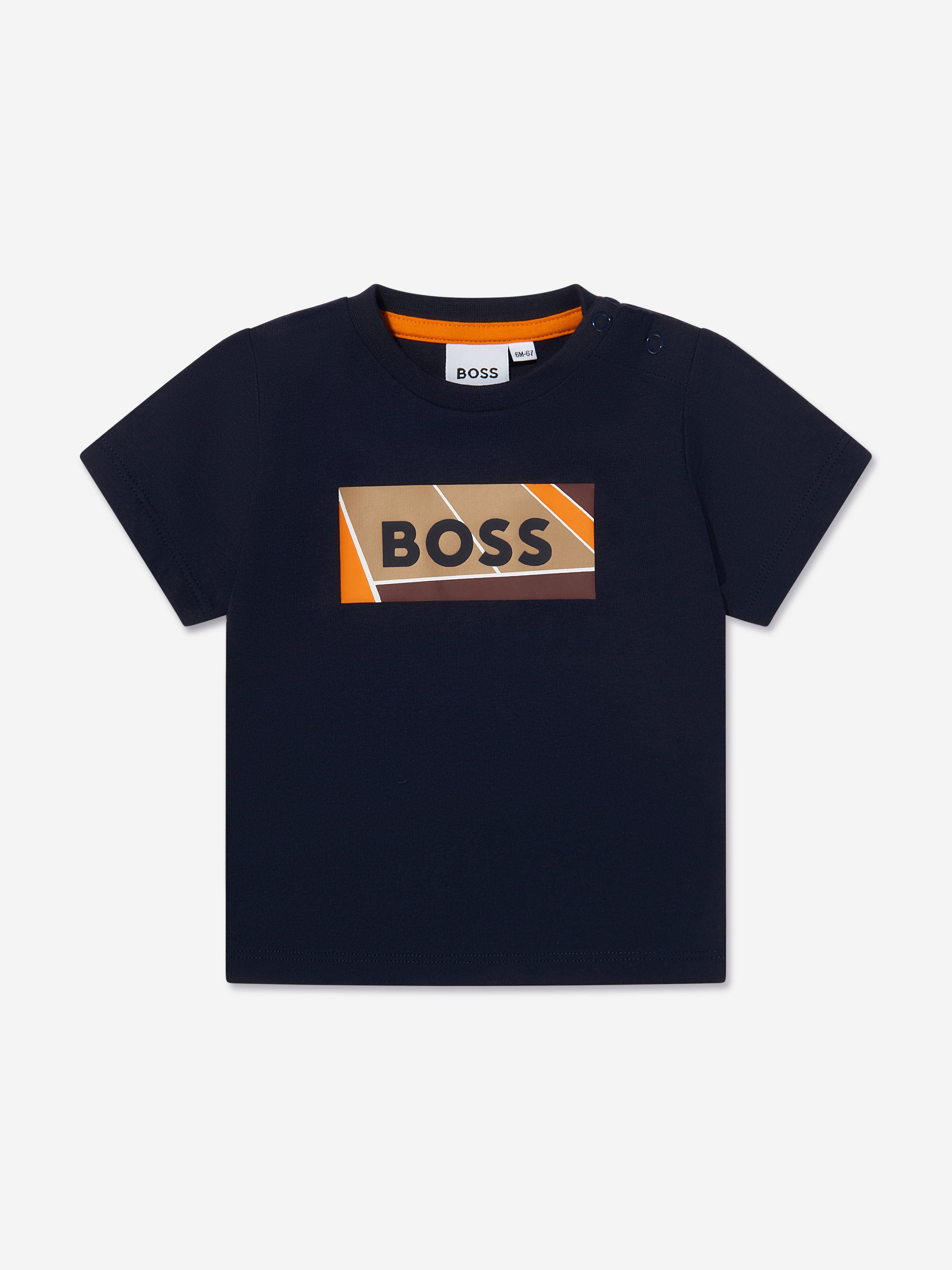 BOSS Baby Boys Tennis Court TShirt In Navy Childsplay Clothing