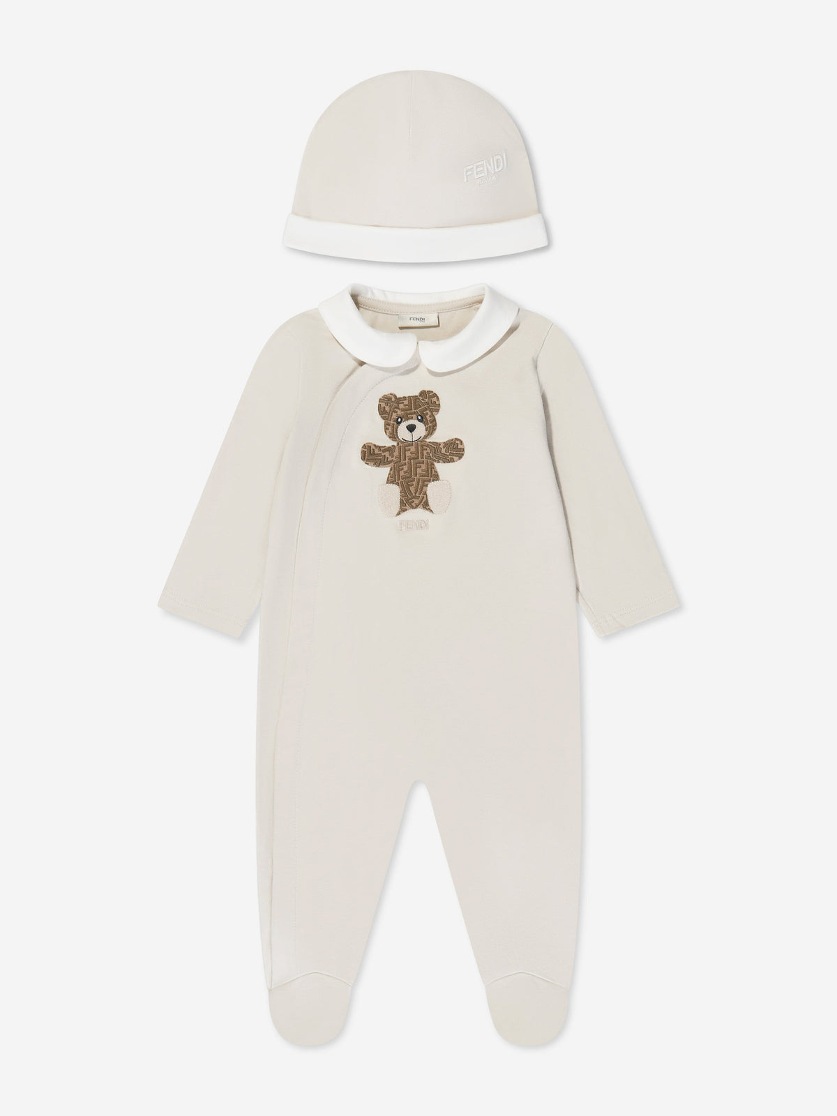 Fendi Kids - Baby Bear Babygrow Gift Set (2 Piece) in Beige 