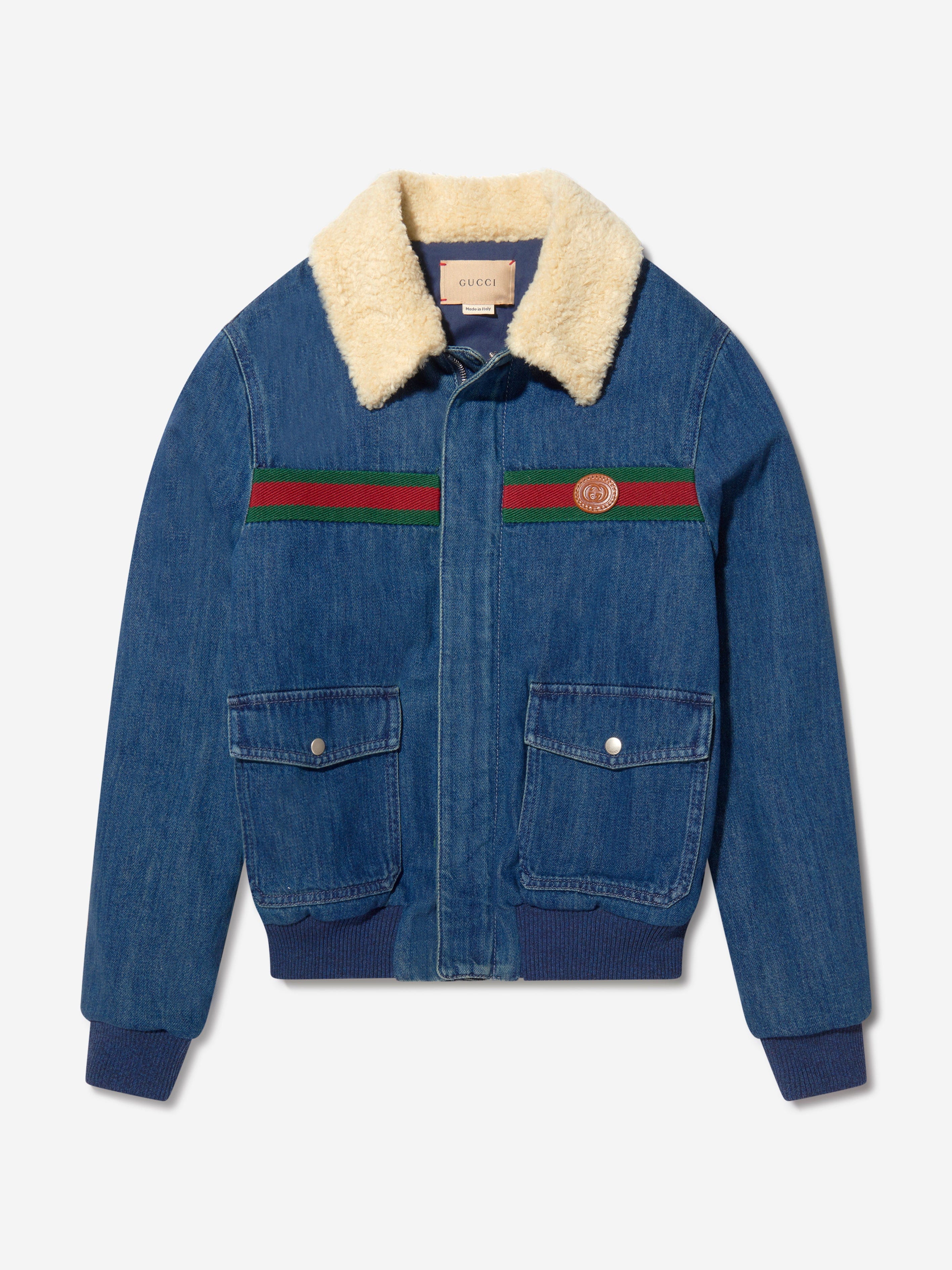 Gucci Boys Denim Jacket With Shearling Collar | Childsplay Clothing
