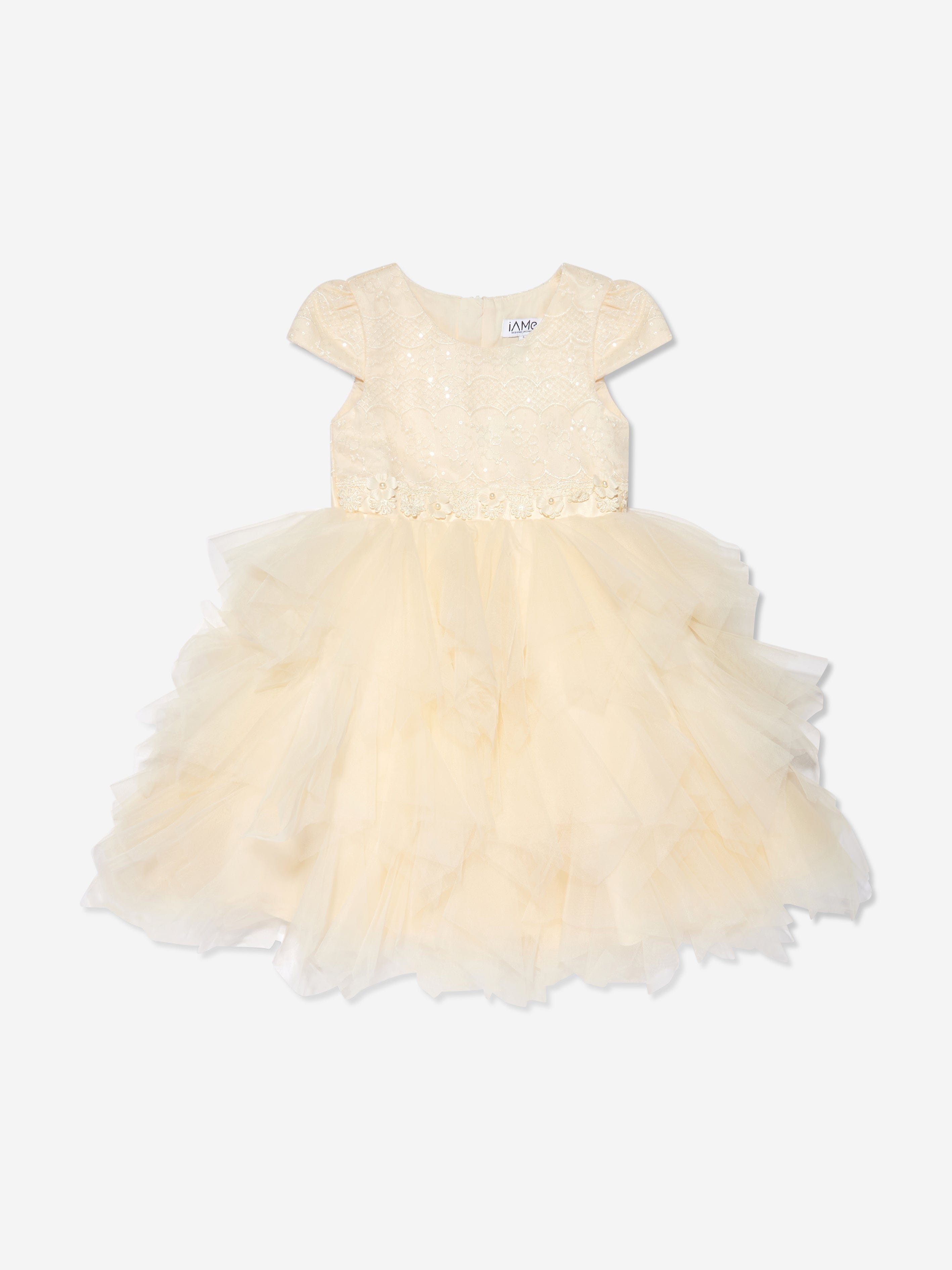 iAMe Girls Tulle Tiered Dress in Cream | Childsplay Clothing iAMe Girls Tulle Tiered Dress in Cream | Childsplay Clothing