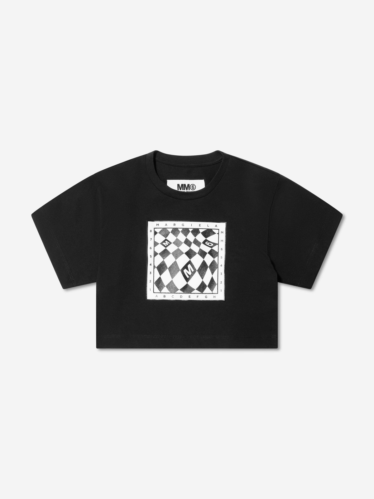 MM6 Maison Margiela Girls Cropped Logo Print T-Shirt In Black 