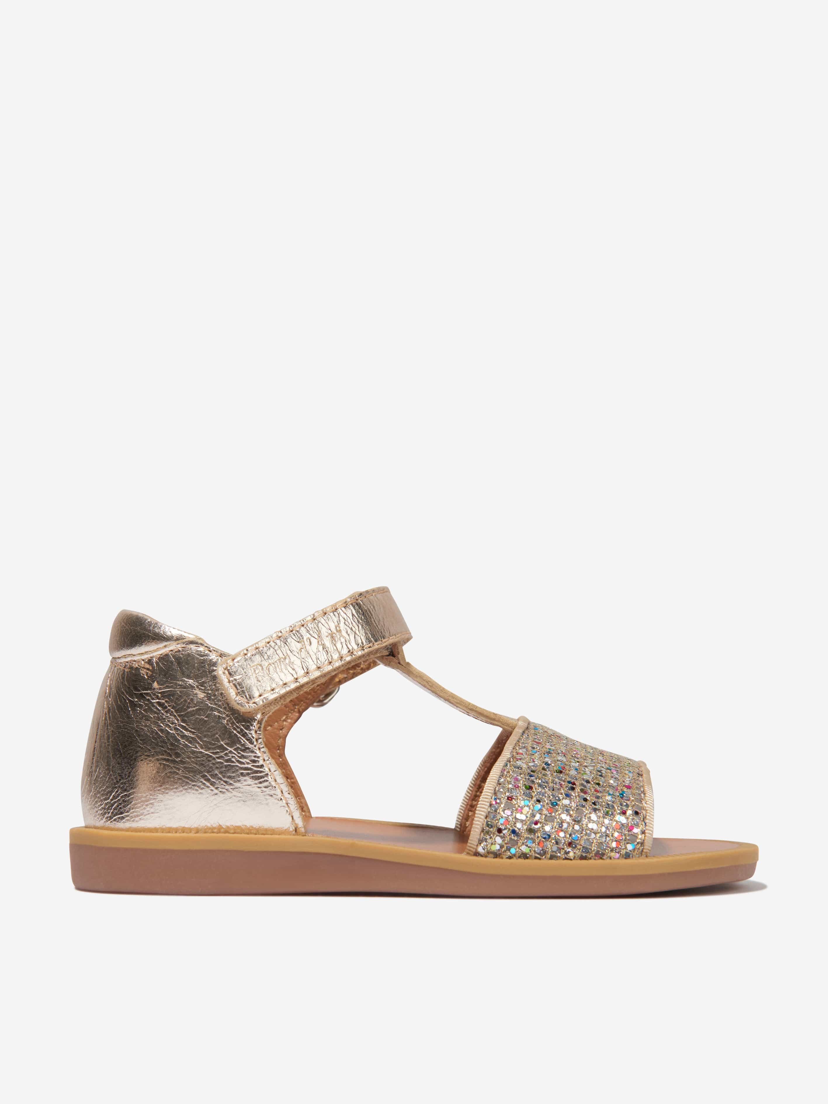 Pom D'Api Pom D'Api Girls Poppy Tao Easy Buckle Sandals in Gold
