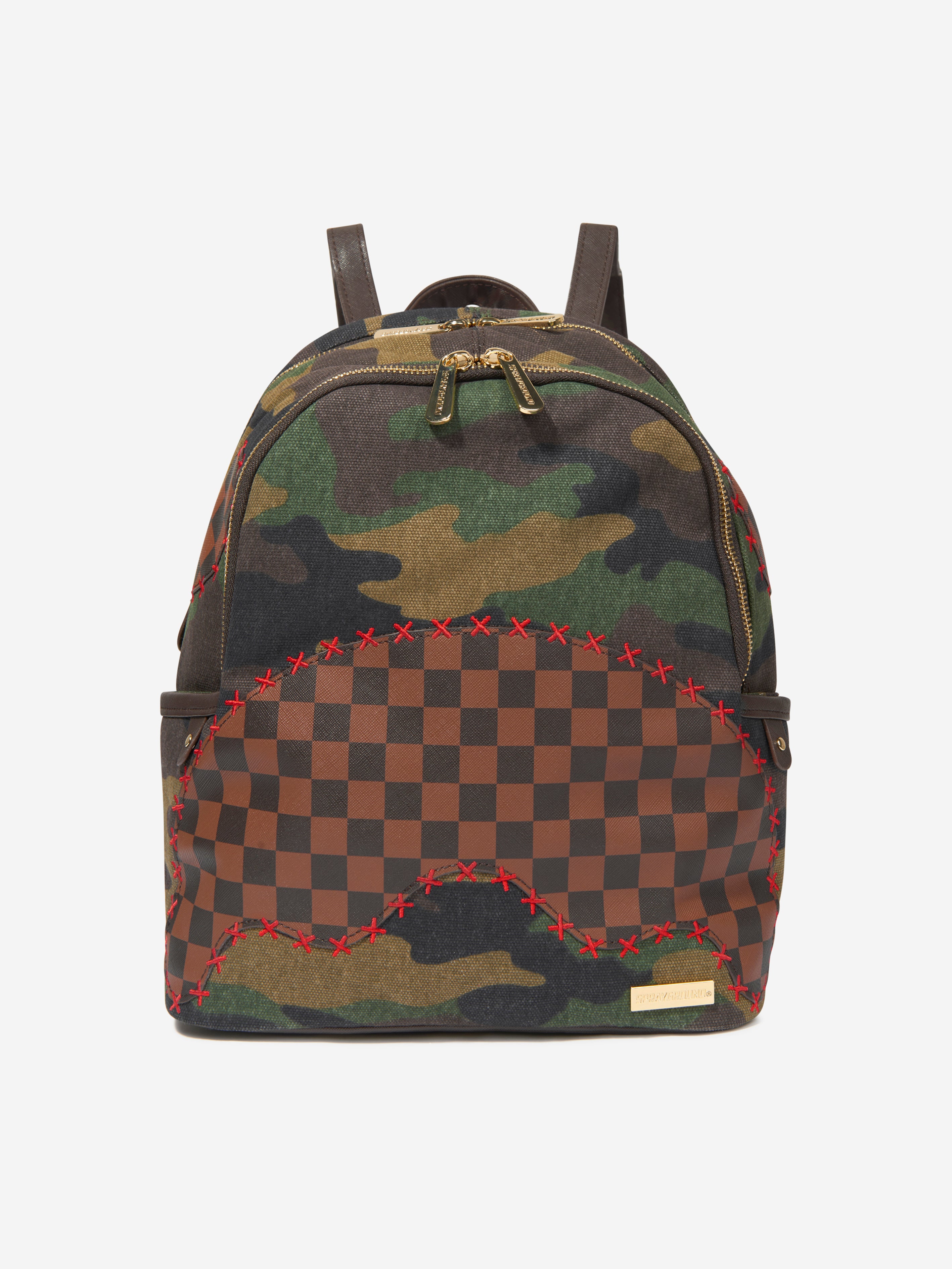 Sprayground Kid check-pattern camouflage-print Backpack - Brown