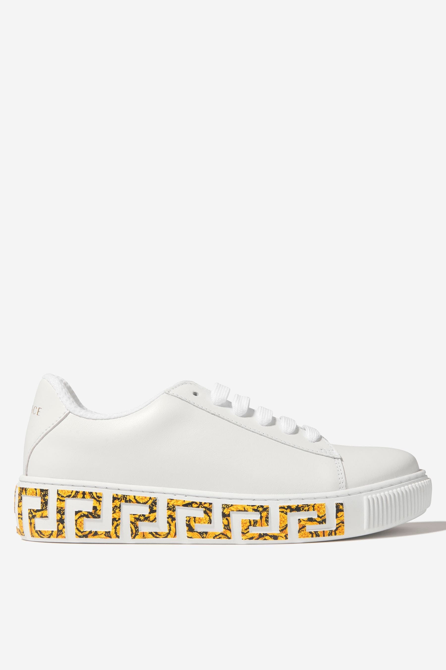 Versace Versace Kids Leather La Greca Trainers Childsplay Clothing
