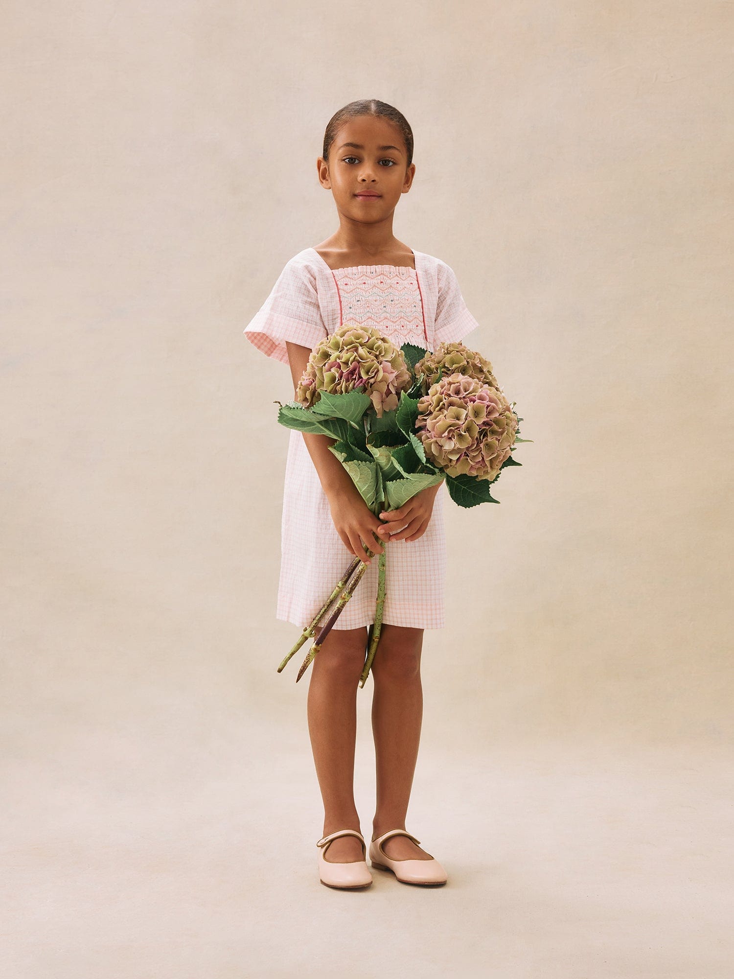 Bonpoint Girls Smocked Paysanne Dress in Pink | Childsplay Clothing