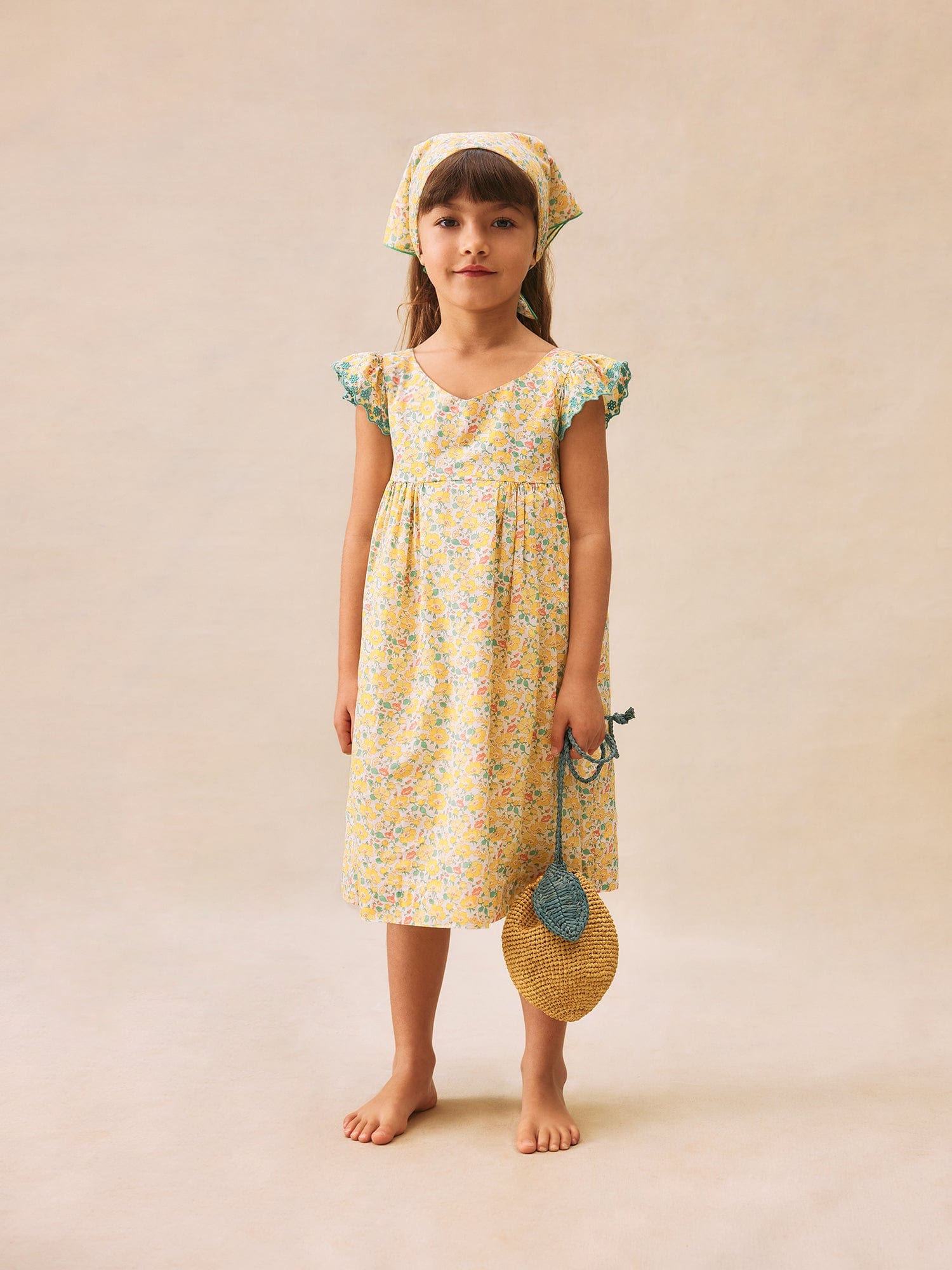 Bonpoint Girls Floral Emina Dress in Yellow