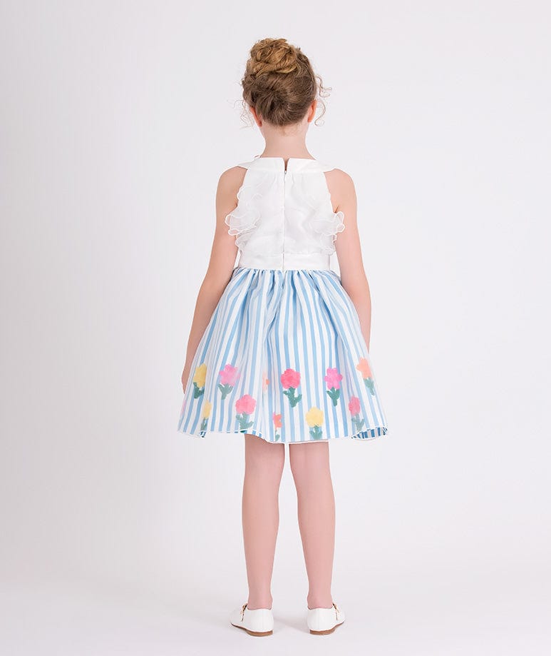 Mama Luma Girls Organza Layered Flower Dress in Blue 9