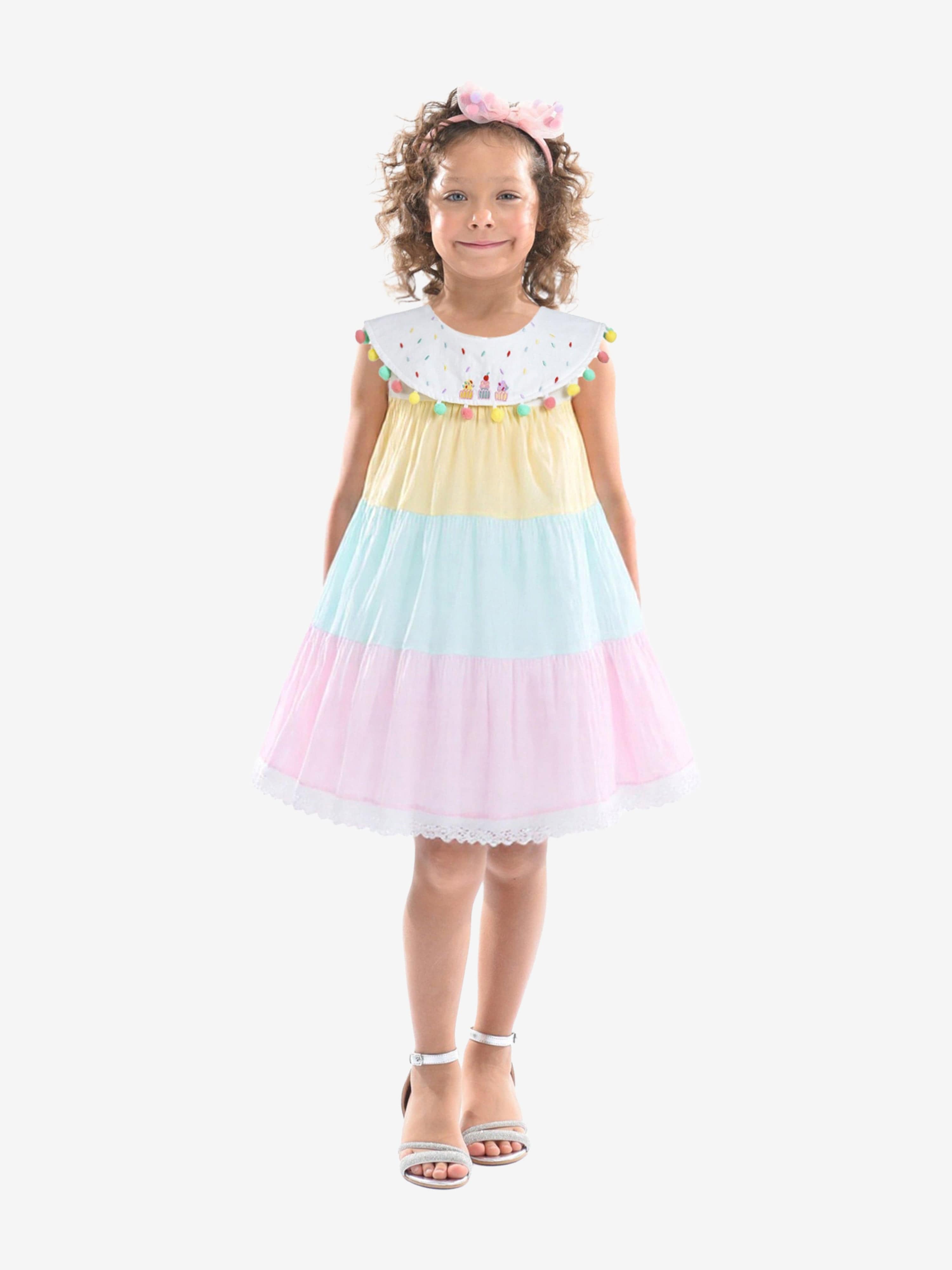 Mimi Tutu Rainbow Layered Pom Dress | Childsplay Clothing