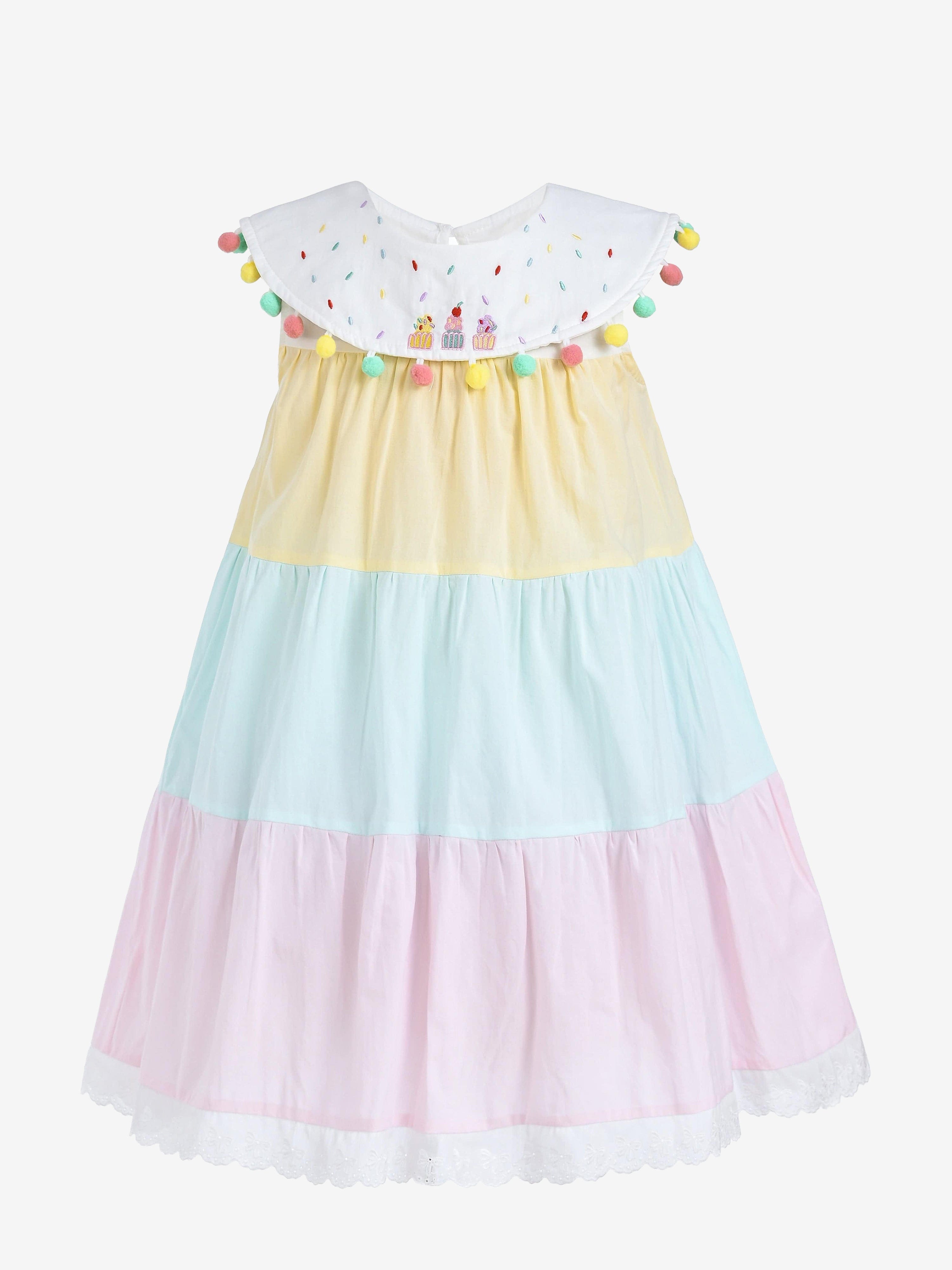 Mimi Tutu Rainbow Layered Pom Dress
