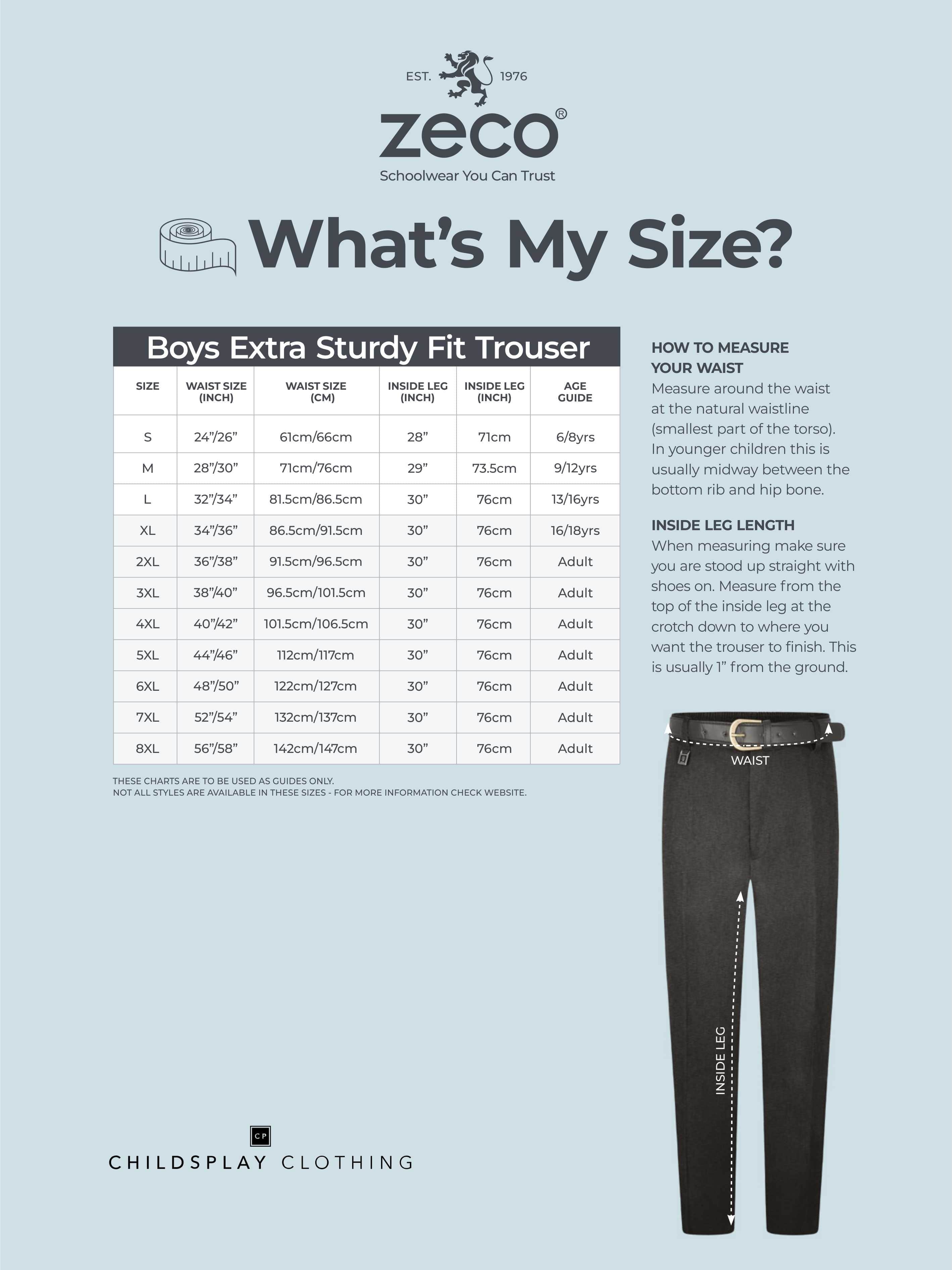 Zeco Schoolwear Zeco Boys School Extra Sturdy Fit Trousers in Navy