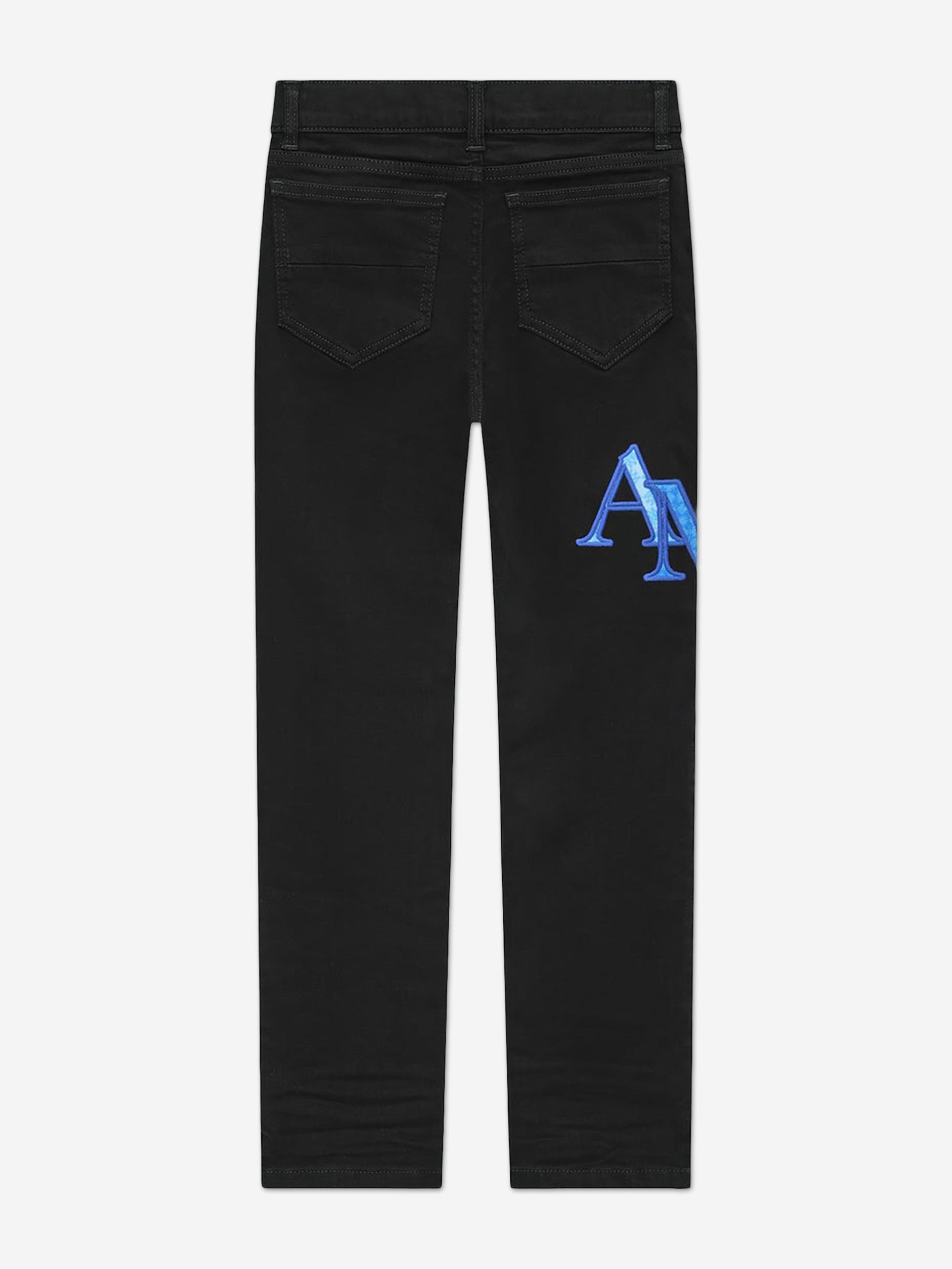 Amiri Kids Staggered Logo Jeans in Black | Childsplay Clothing