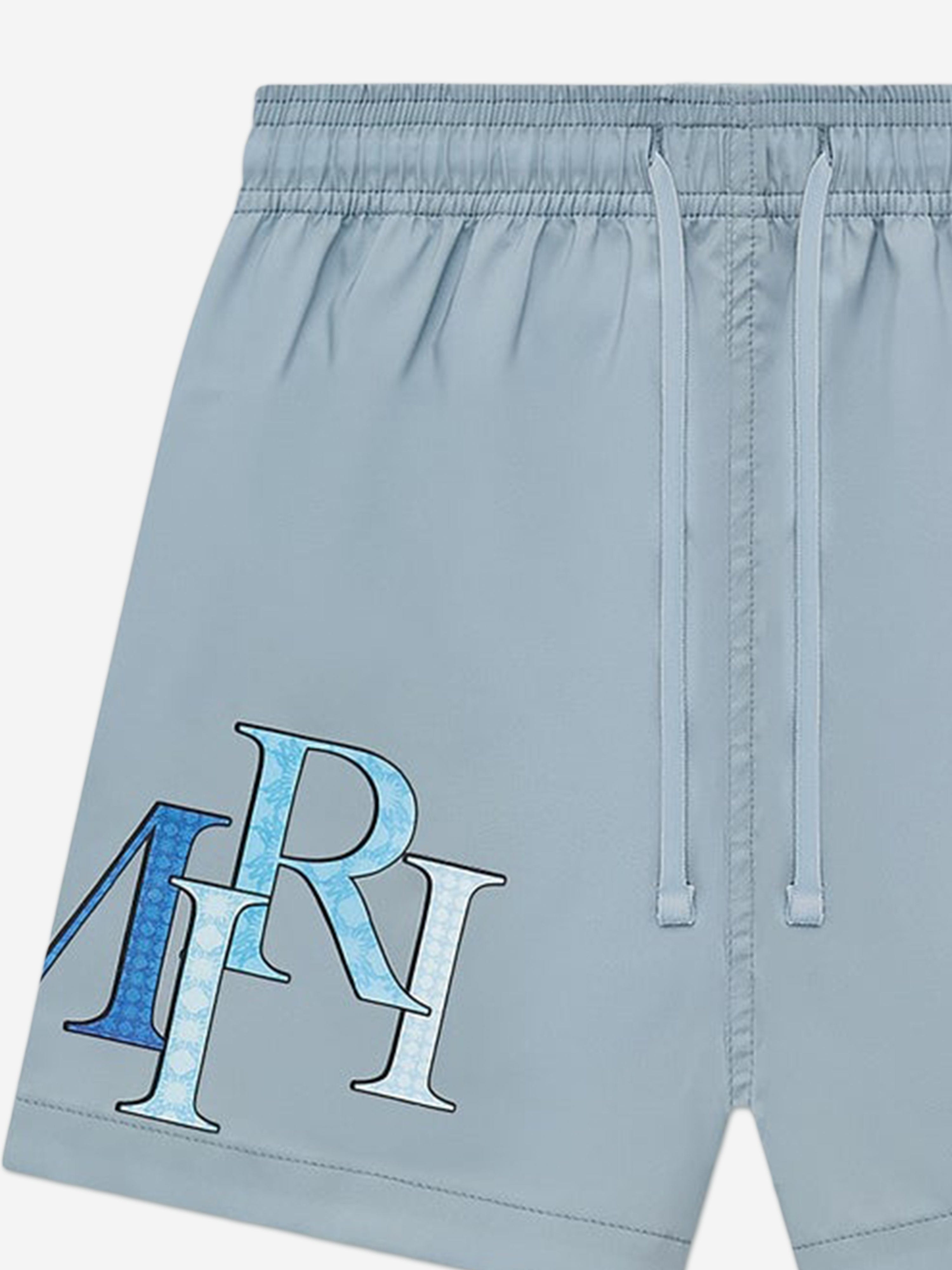 Amiri Boys Staggered Swim Shorts in Blue | Childsplay Clothing