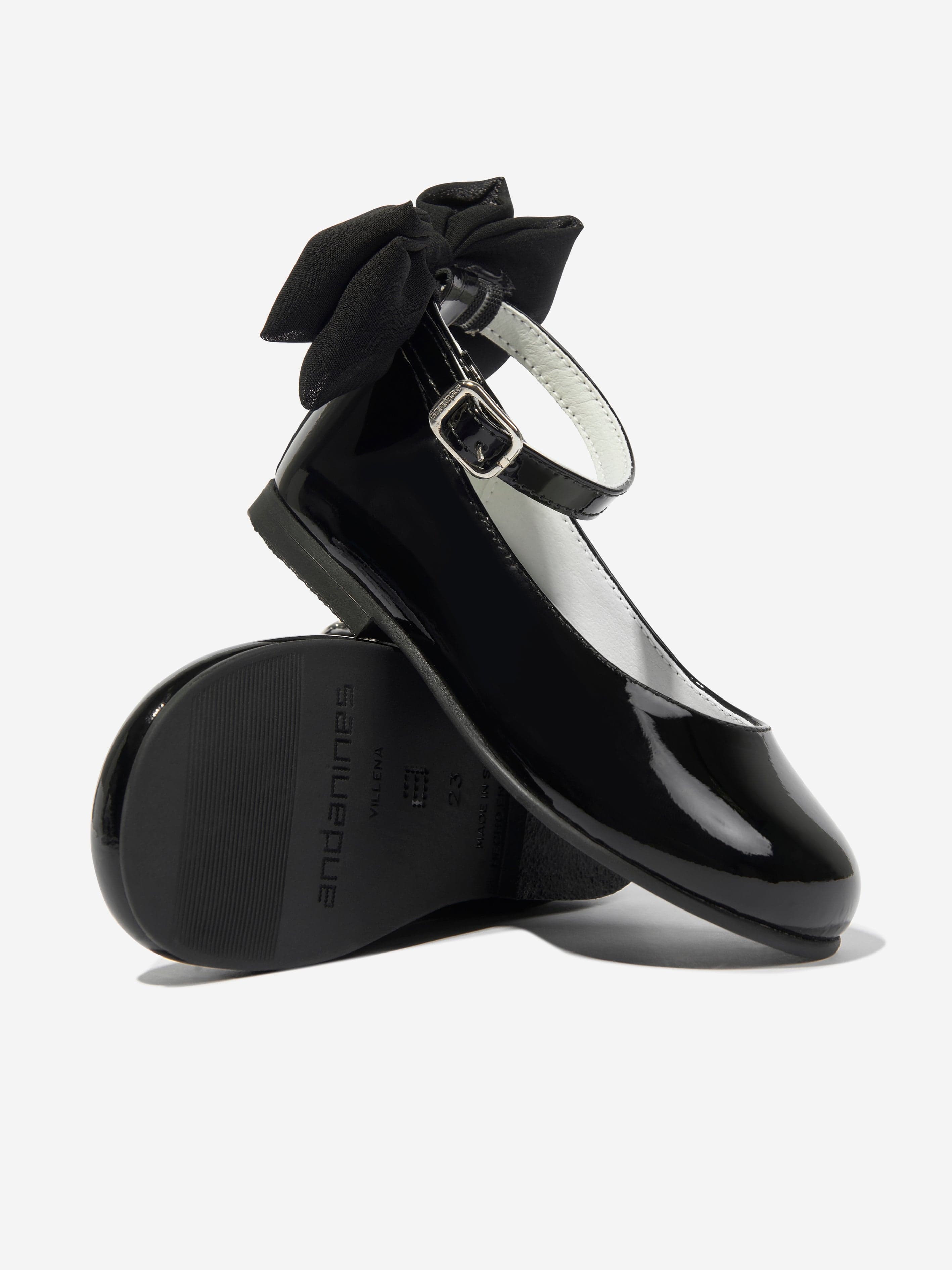 Andanines Girls Patent Leather Bow Shoes in Black EU 20 UK 4