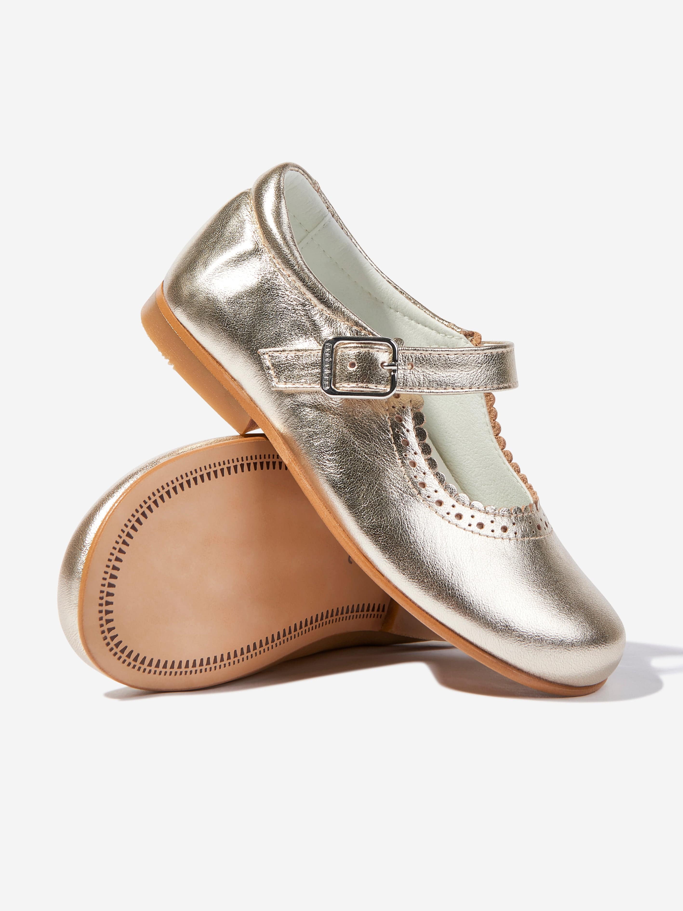 girls gold dress shoes Andanines Scalloped Edge Mary Jane Shoes EU 28 UK 10 Gold