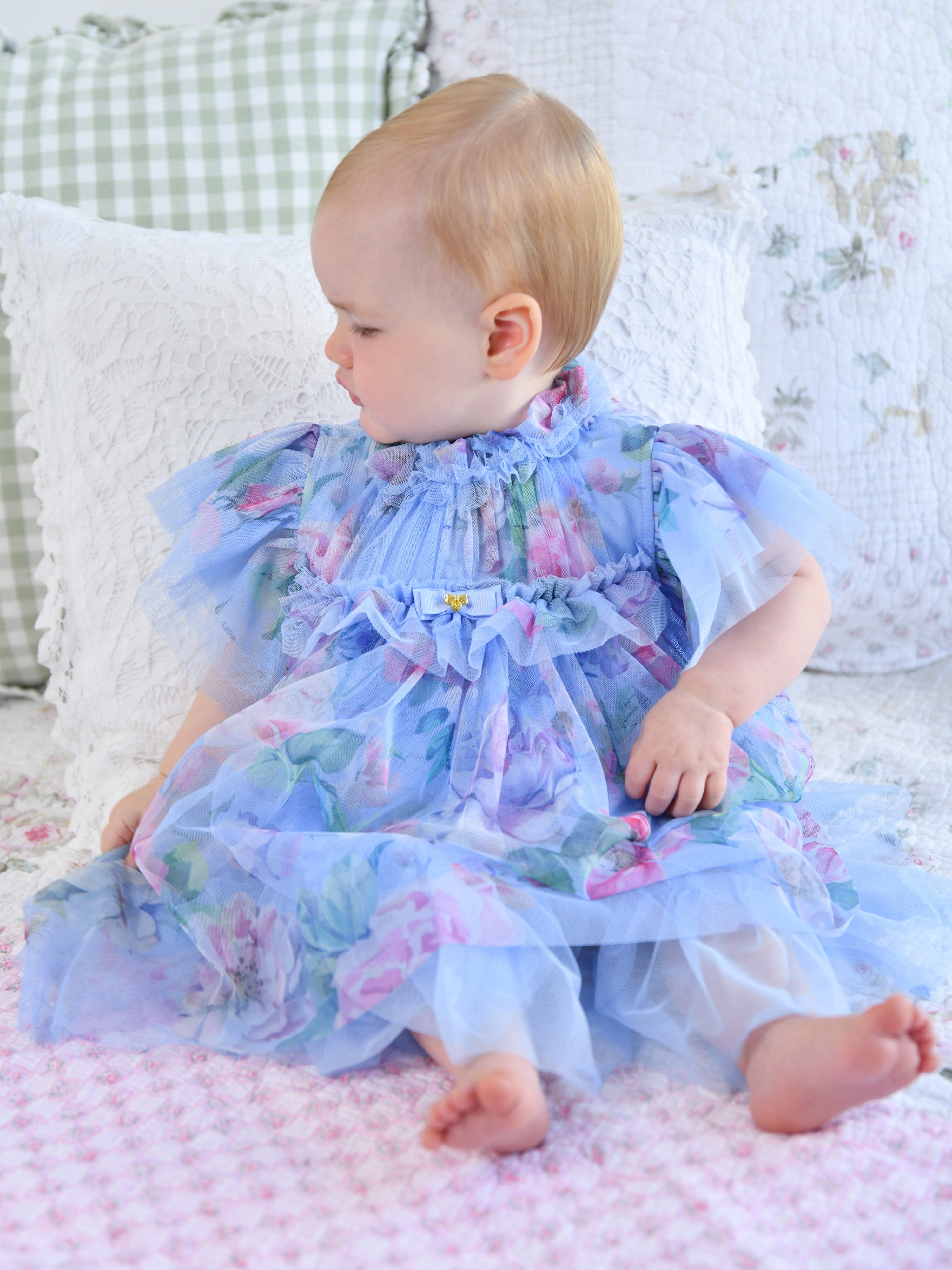Wendy Tulle Baby Dress Pretty Blue 18-24 MTHS