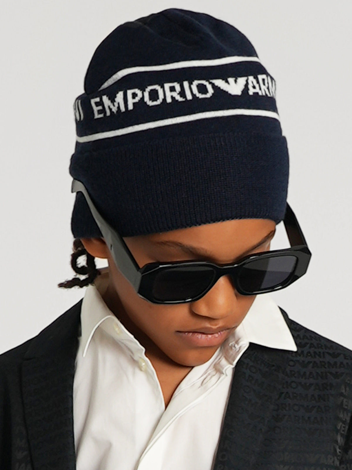 Emporio Armani Boys Logo Beanie Hat in Navy | Childsplay Clothing