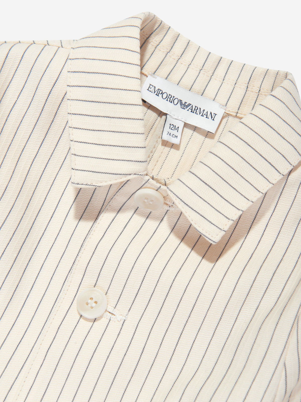 Emporio Armani Baby Boys Striped Linen Jacket in Ivory 