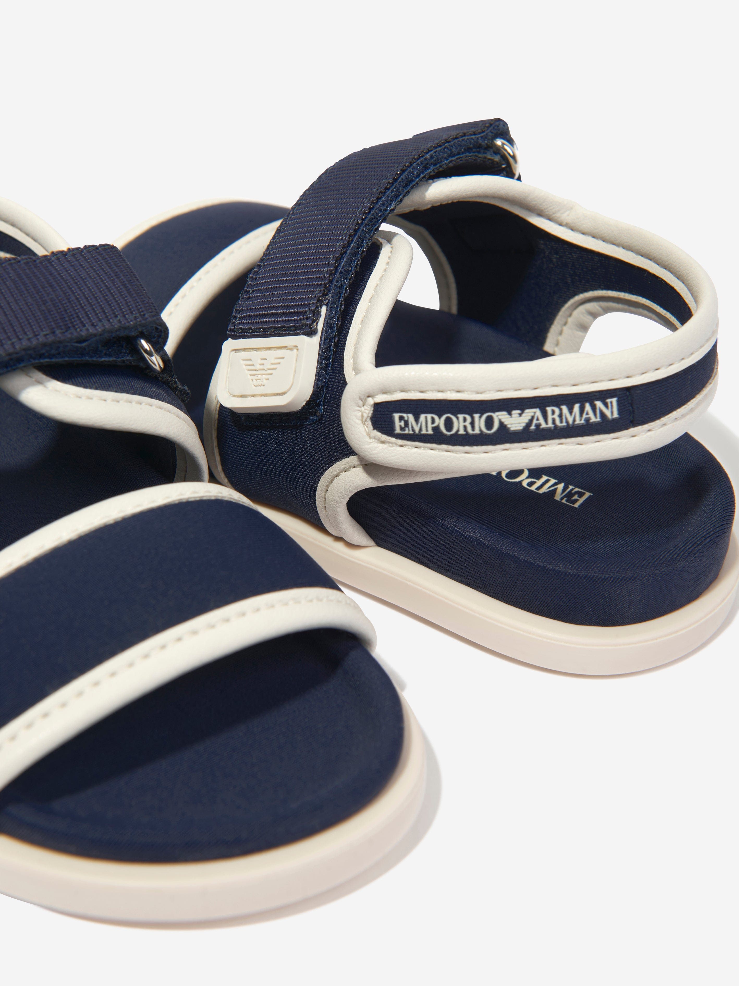 EMPORIO ARMANI 子供 Emporio Armani Kids Logo Sandals in Navy | Childsplay Clothing