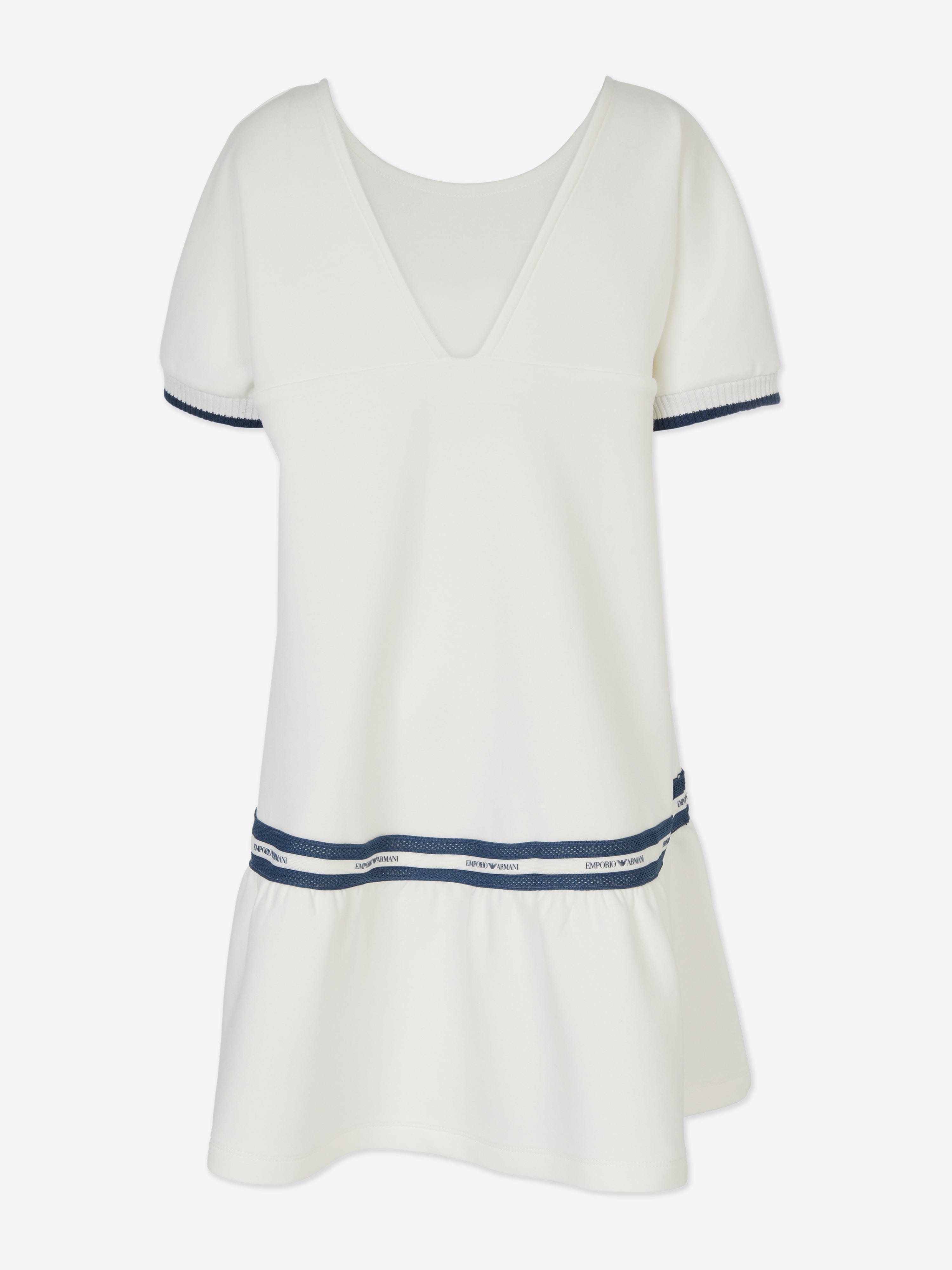 dresses emporio armani Emporio Armani Girls Logo Trim Jersey Dress Girls Kids 10 year White Cotton By Childrensalon
