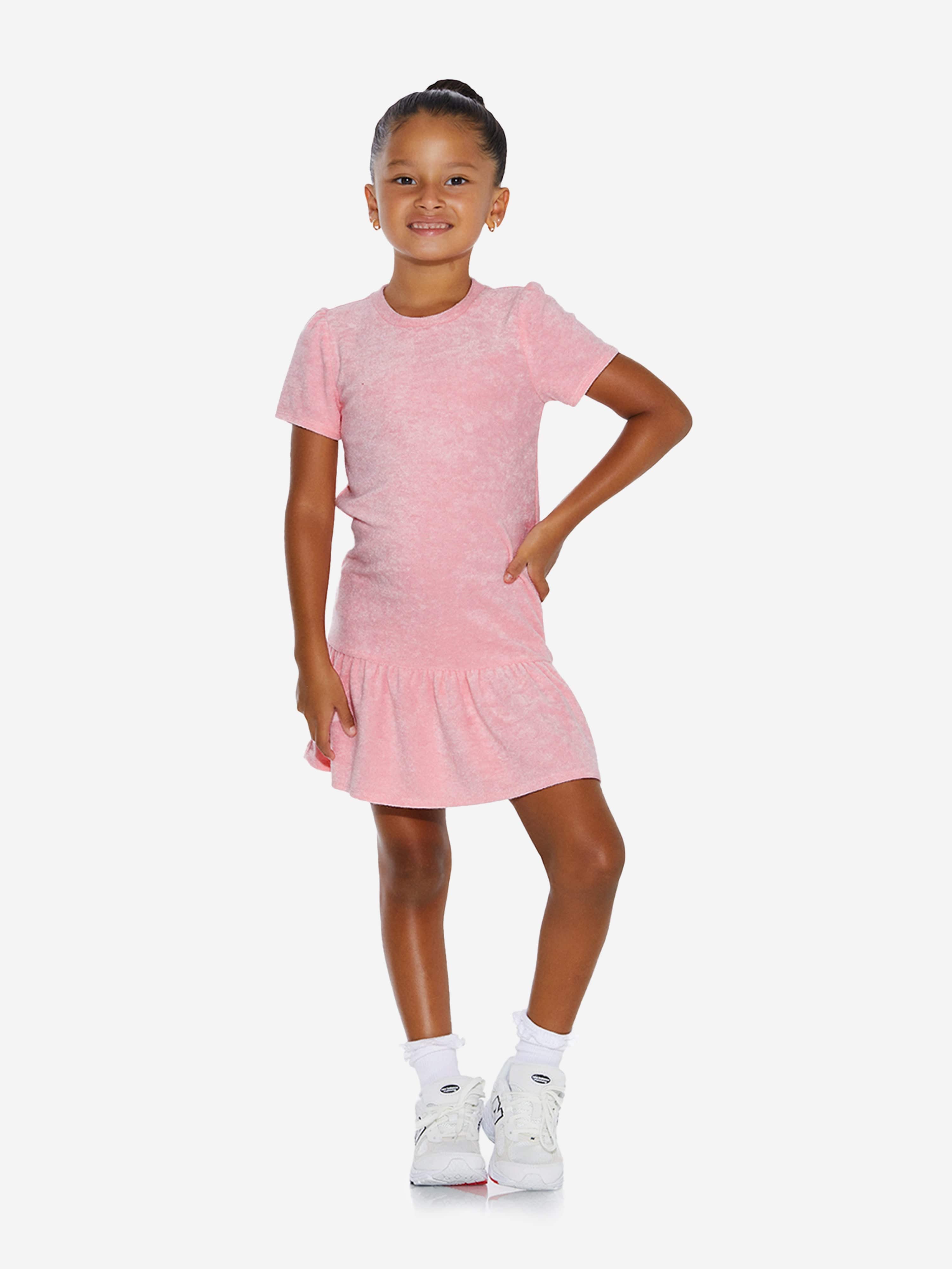 Ay by Ayla Girls Towelling Mini Dress in Pink 10 Yrs