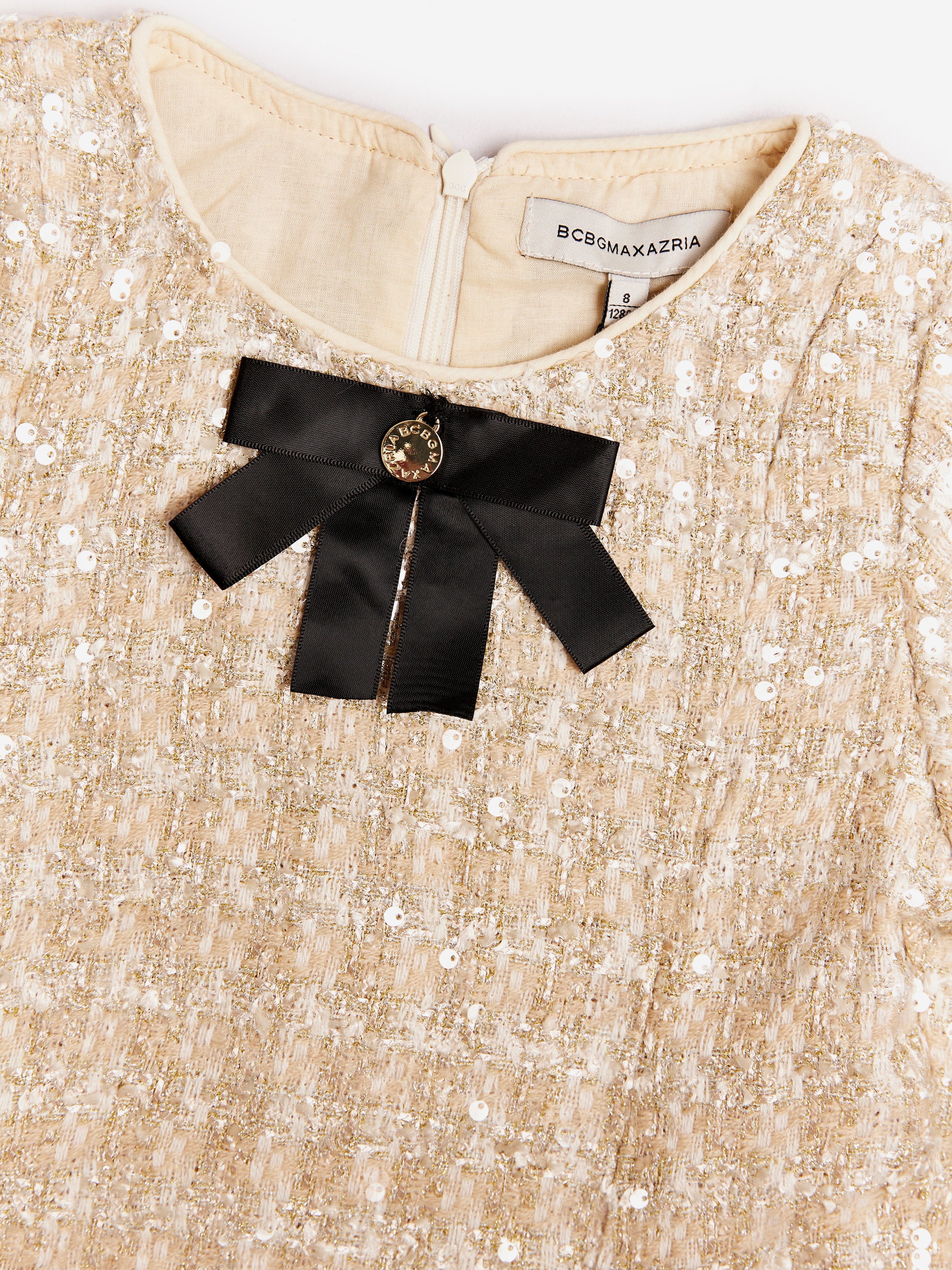 BCBGMAXAZRIA Girls Tweed Dress in Gold